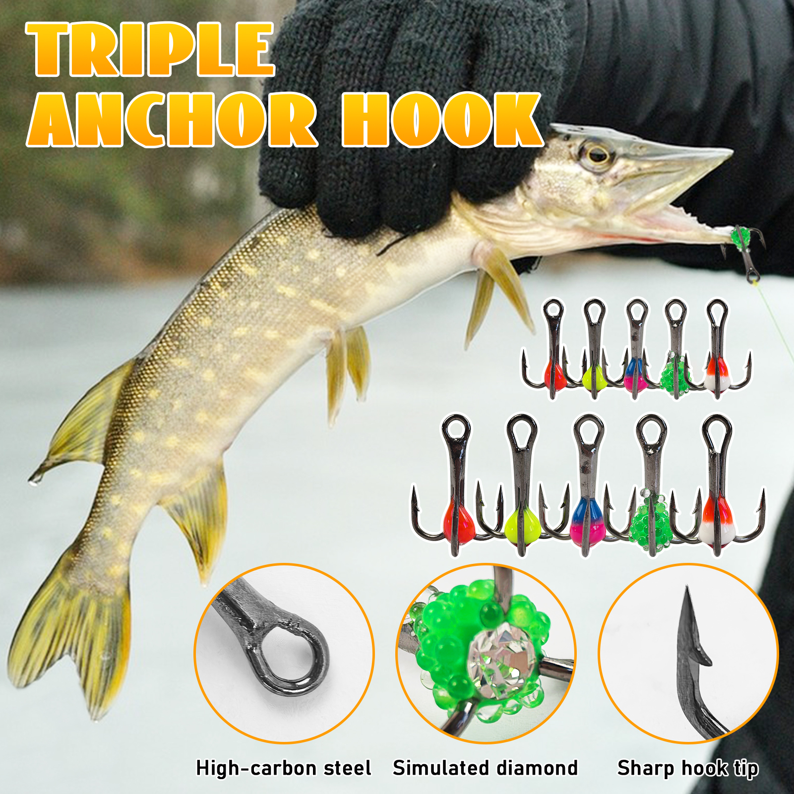 FREE FISHER 44pcs/Lot Ice Fishing Kit,Jig Head Hooks,Sinking Metal Balance Vibration Baits,Soft Lures,Vertical Jigs Treble Hooks,FISHING TACKLE BOX
