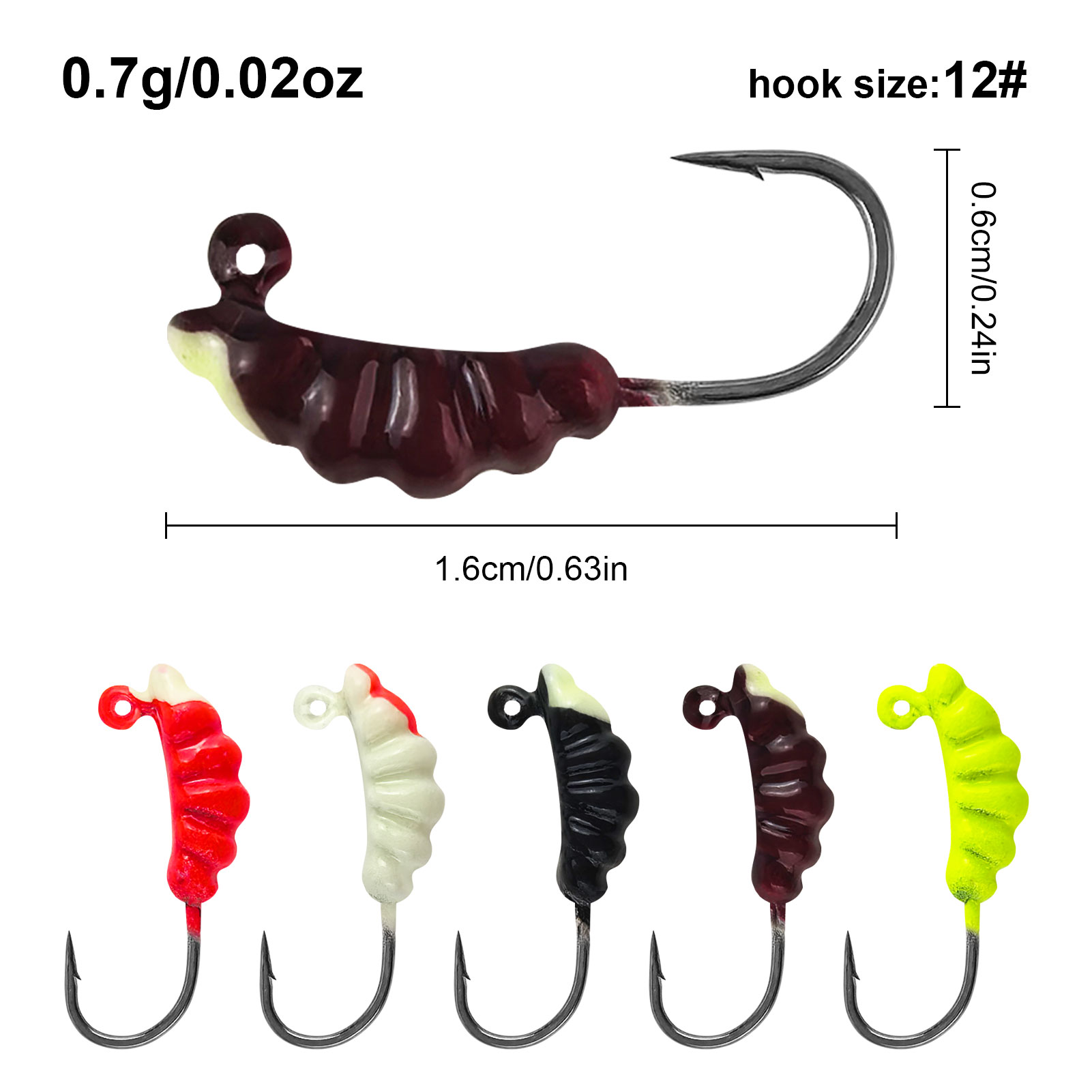 FREE FISHER 35pcs/Box Ice Fishing Hook Kit,Mixed Jig Head Hooks,Jigging Crappie Sunfish Perch Luminous Baits for Winter Fishing 