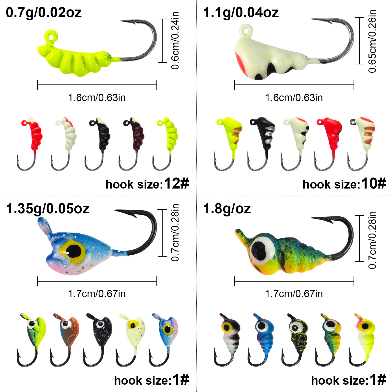 FREE FISHER 85pcs/Lot Ice Fishing Jigs Kit,Luminous Jig Head Hooks,Sinking Metal Vibration Lures,Assorted Trout Worm Swimbaits