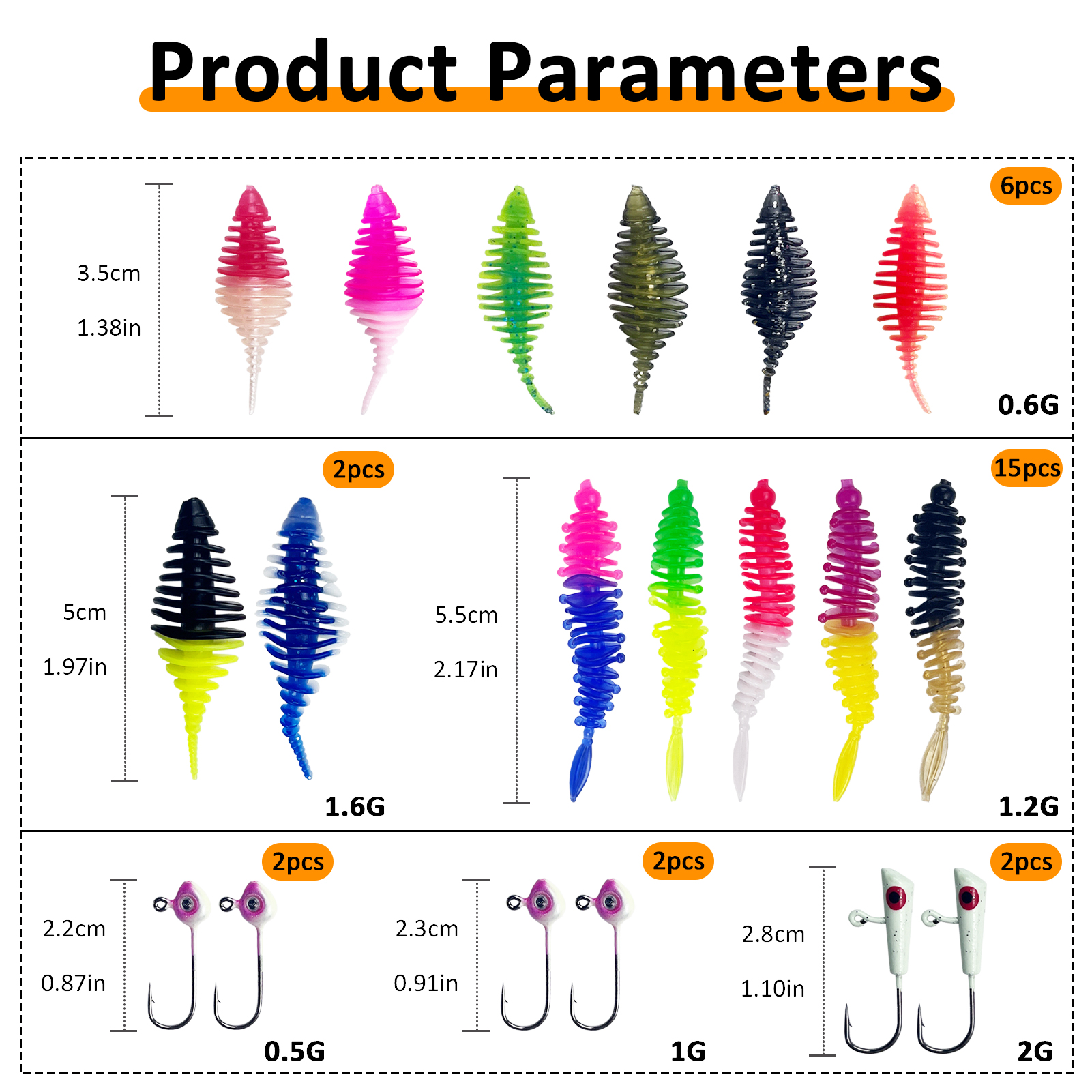 FREE FISHER 30pcs/Box Fishing Soft Baits Set Sinking Jig Hooks 3.5-5.5cm Lifelike Worms Lures Artificial Bait 0.5-2g Jigs Fishing Tackles