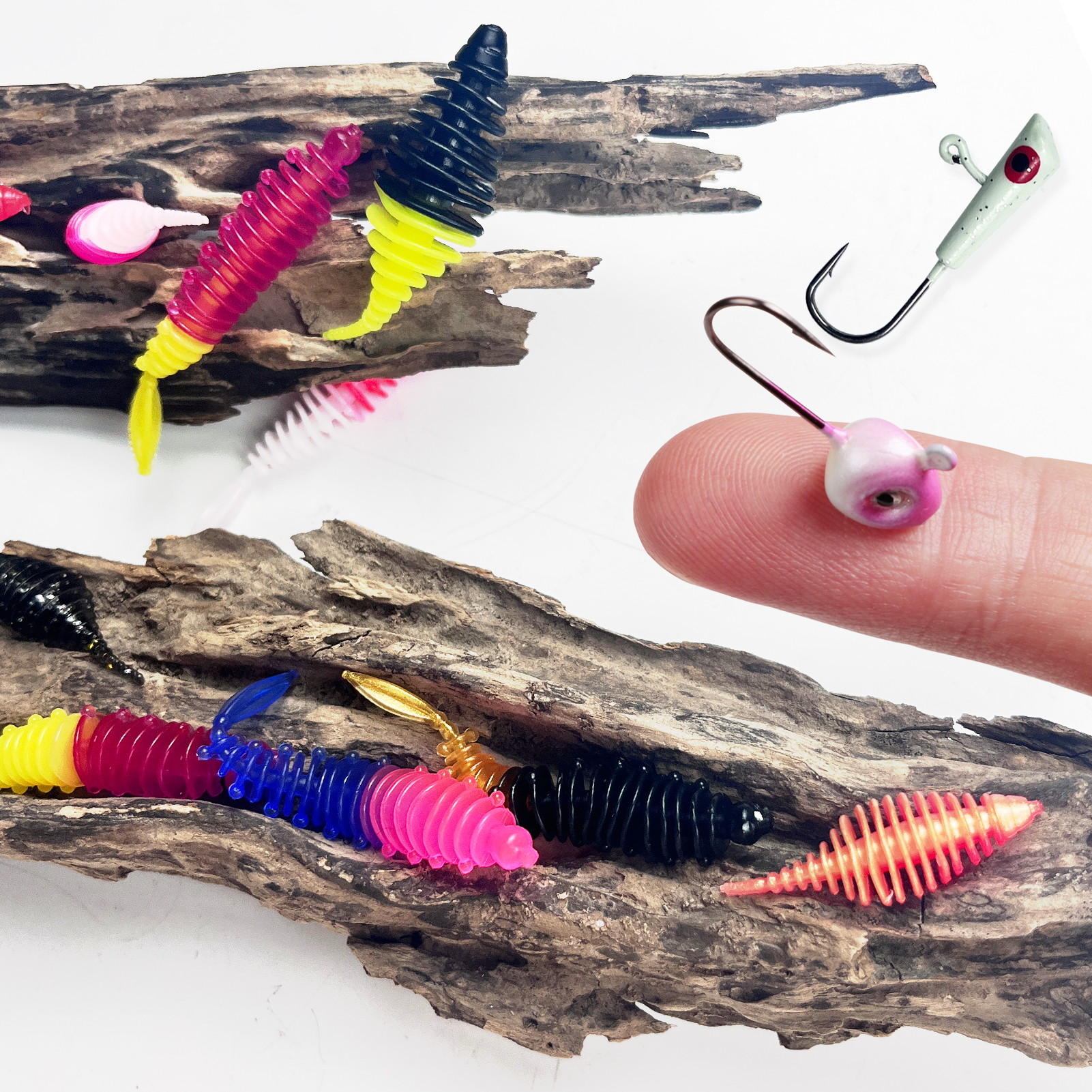 FREE FISHER 30pcs/Box Fishing Soft Baits Set Sinking Jig Hooks 3.5-5.5cm Lifelike Worms Lures Artificial Bait 0.5-2g Jigs Fishing Tackles