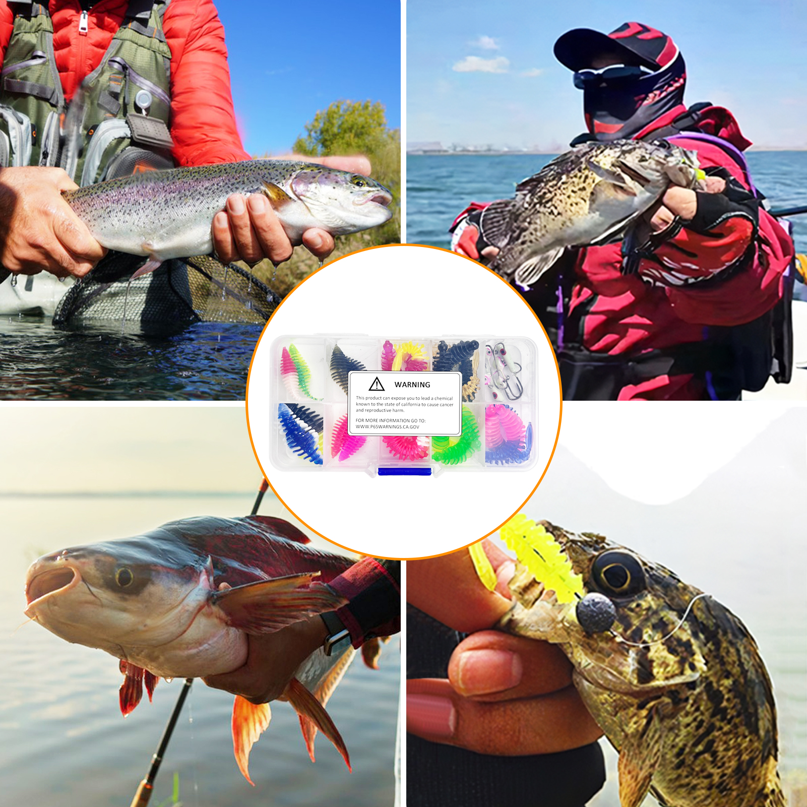 FREE FISHER 30pcs/Box Fishing Soft Baits Set Sinking Jig Hooks 3.5-5.5cm Lifelike Worms Lures Artificial Bait 0.5-2g Jigs Fishing Tackles