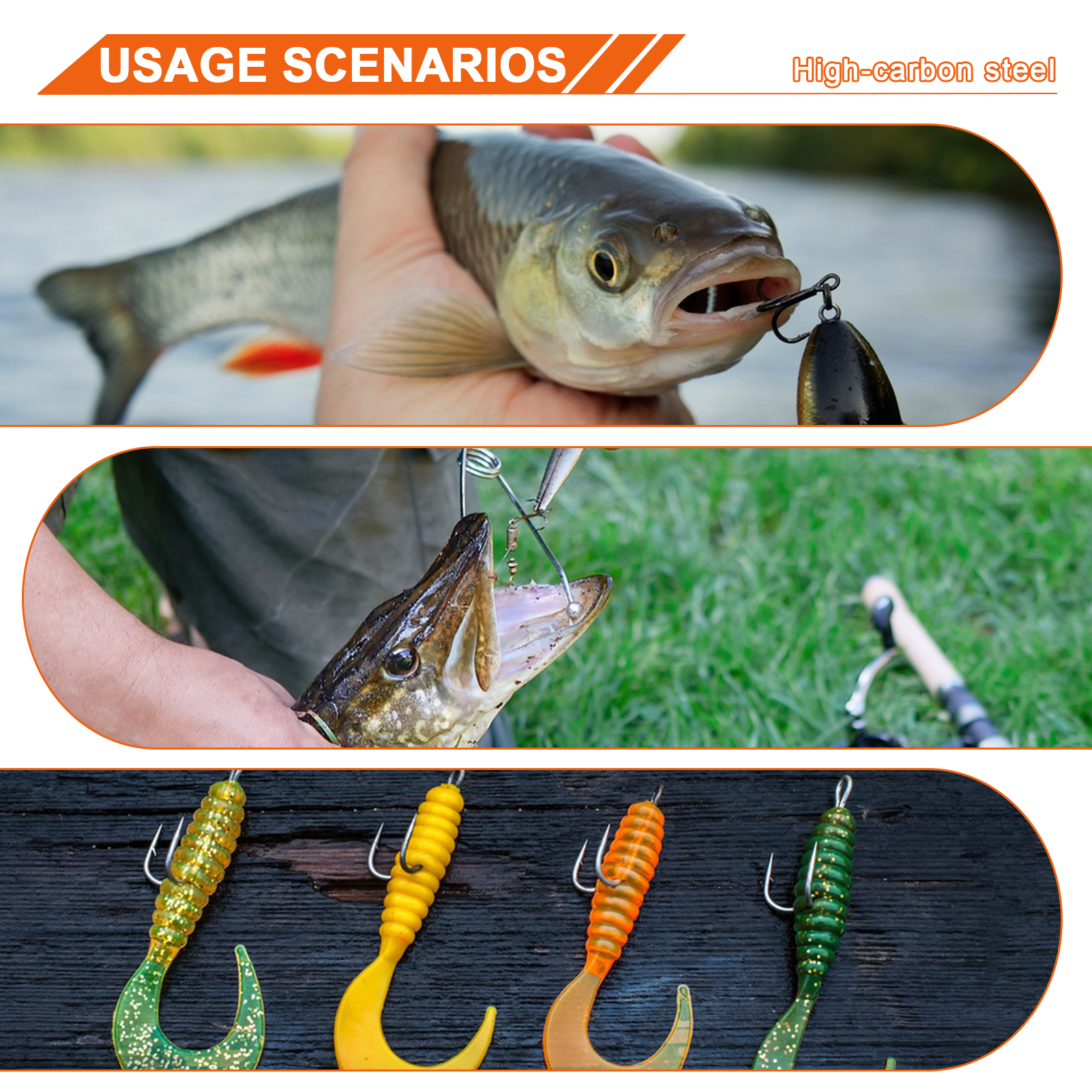 FREE FISHER 111pcs Mixed Size Fishing Hooks Kit 35647 4-14# Nickle Black Treble Hooks High Carbon Steel Sharp Round Bend Triple Hooks Pesca