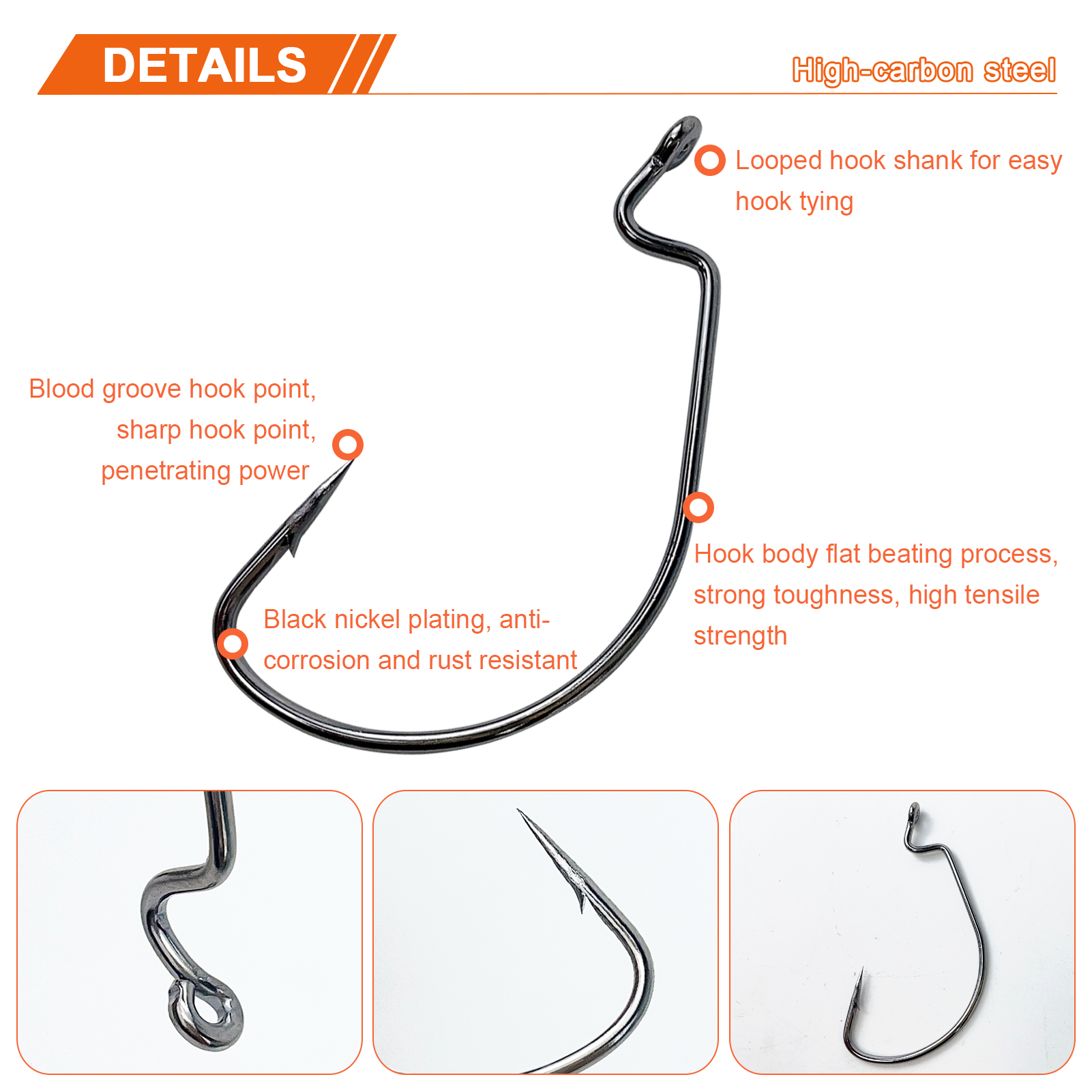 FREE FISHER 101pcs Fishing Crank Hooks Kit High Carbon Steel Worm X-Strong Black Fishhook1#-5/0# Fishing Tackle Box for Freshwater/Saltwater