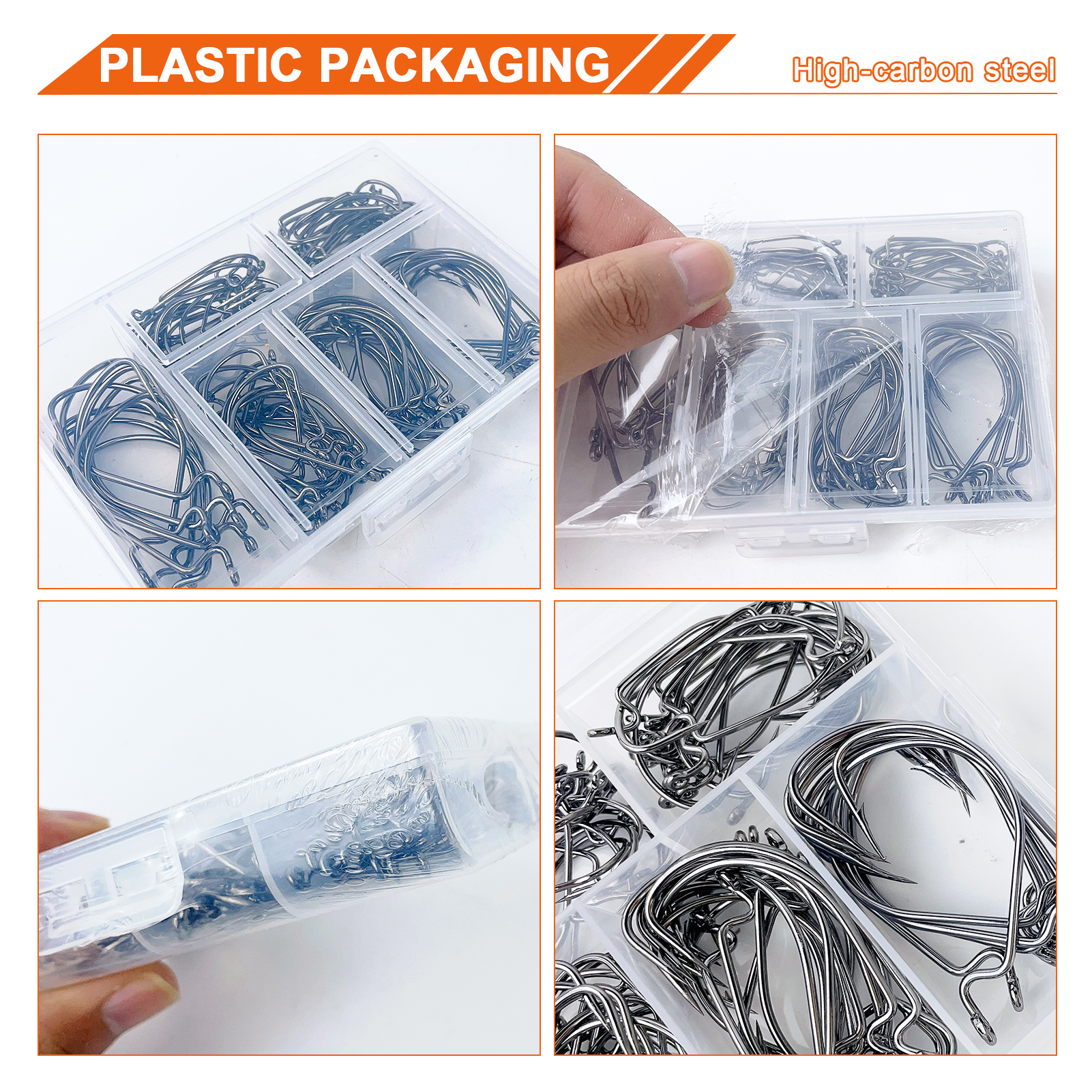 FREE FISHER 101pcs Fishing Crank Hooks Kit High Carbon Steel Worm X-Strong Black Fishhook1#-5/0# Fishing Tackle Box for Freshwater/Saltwater