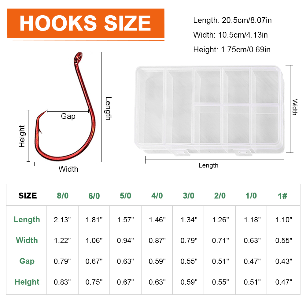 FREE FISHER 170pcs Fishing Hooks Kit 7384 Strong Offset Sport Circle Hooks with Barbs Black High Carbon Steel Octopus Saltwater/Freshwater