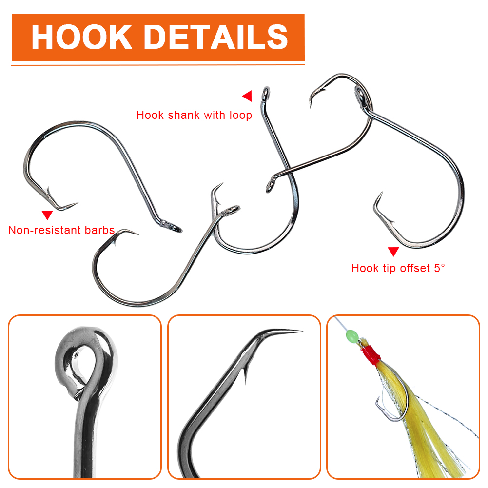 FREE FISHER 170pcs Fishing Hooks Kit 7384 Strong Offset Sport Circle Hooks with Barbs Black High Carbon Steel Octopus Saltwater/Freshwater