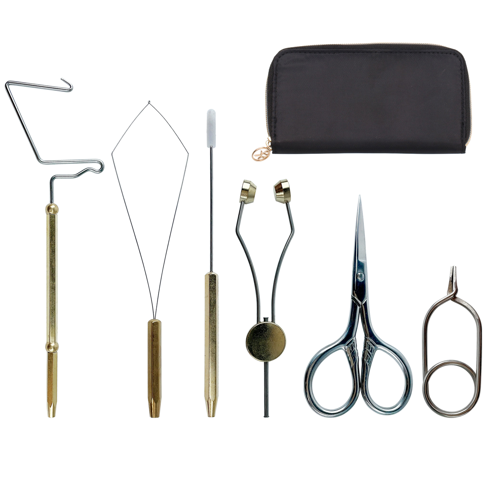 FREE FISHER 6pcs Fly Fishing Flies Stainless Steel Tying Tool Kit with Storage Bag Fly Hooks DIY Making Tool Scissors Knotter 