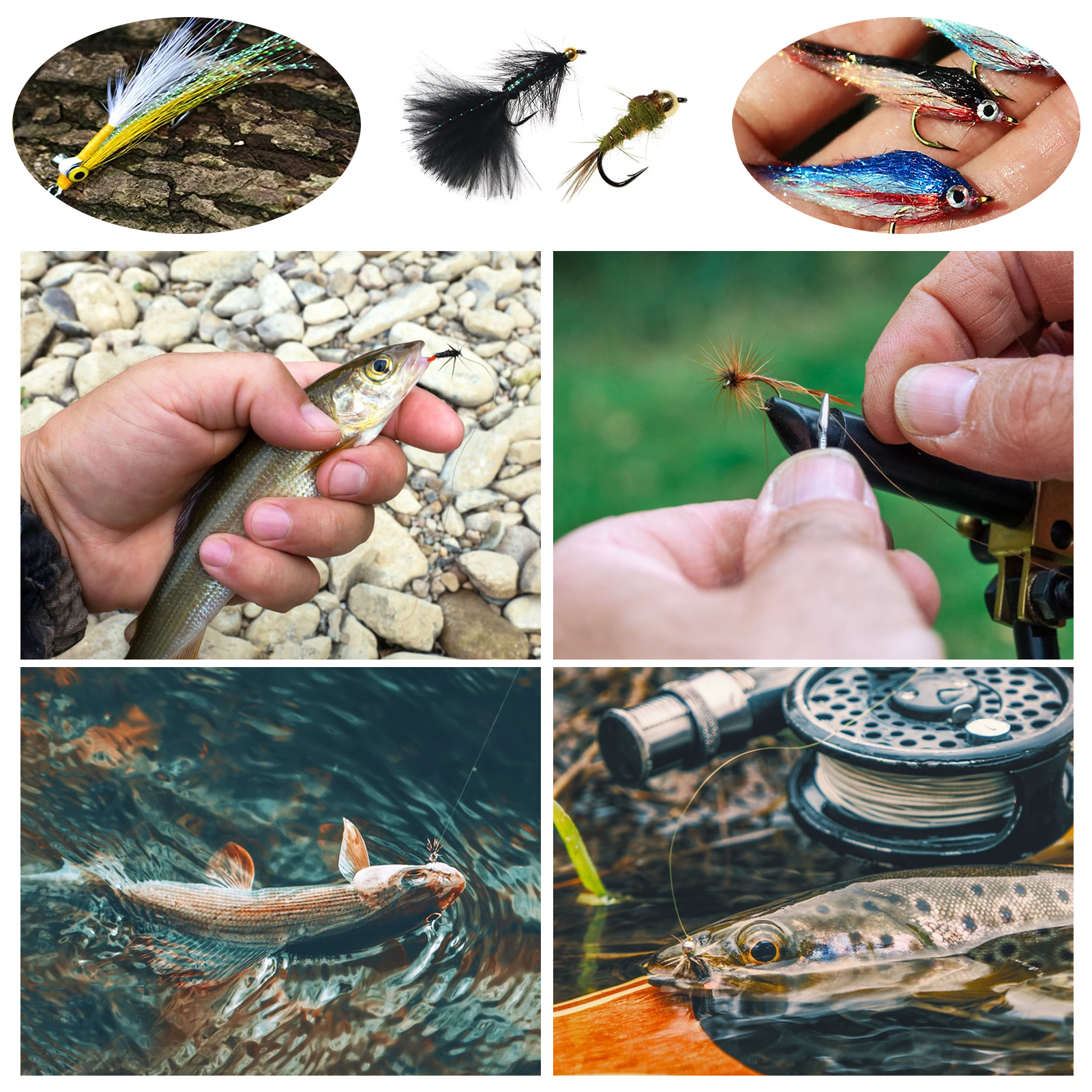 FREE FISHER Tying Flies Materials with Tools,DIY Insect Lures Kit,152pcs/Lot Fly Fishing Hooks,Thread Crystal Flash Wire Swivels