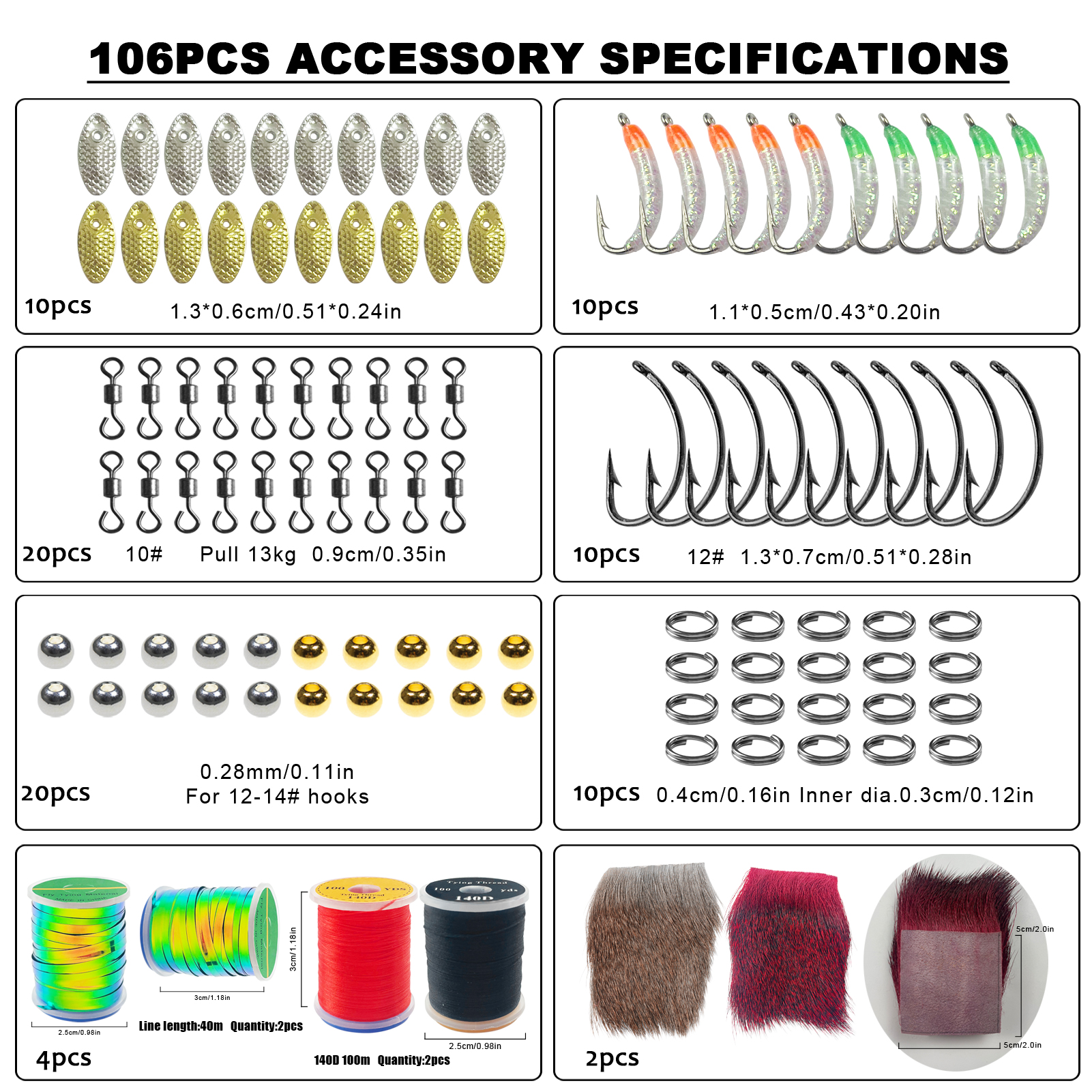 FREE FISHER 138pcs/Lot Fishing Flies Tying Tool Kit,DIY Insect Lure Materials,Crystal Flash Wires,Fly Fishing Baits Acceccories