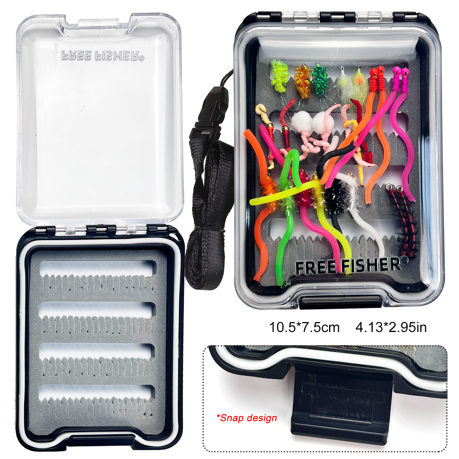 FREE FISHER Fishing Flies Set with Fly Box Squirmy Worm Nymph Flies Hooks Feather Fly Fishing Baits Tungsten Head Sharp Fishhook for Freshwater