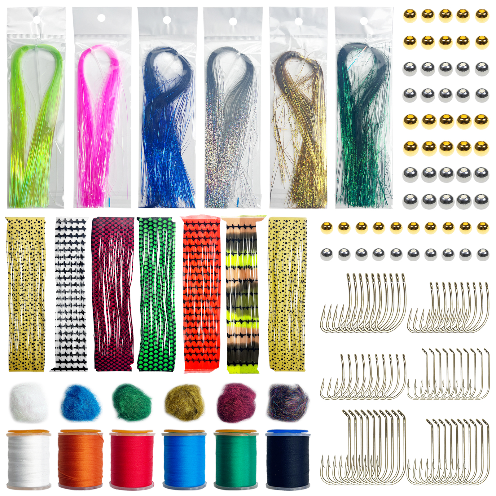FREE FISHER 145pcs Fishing Flies Accessory Kit Tying Flies Materials Hooks Feathers Fur Thread Crystal Flash Wires Beads Fishing Line Baits