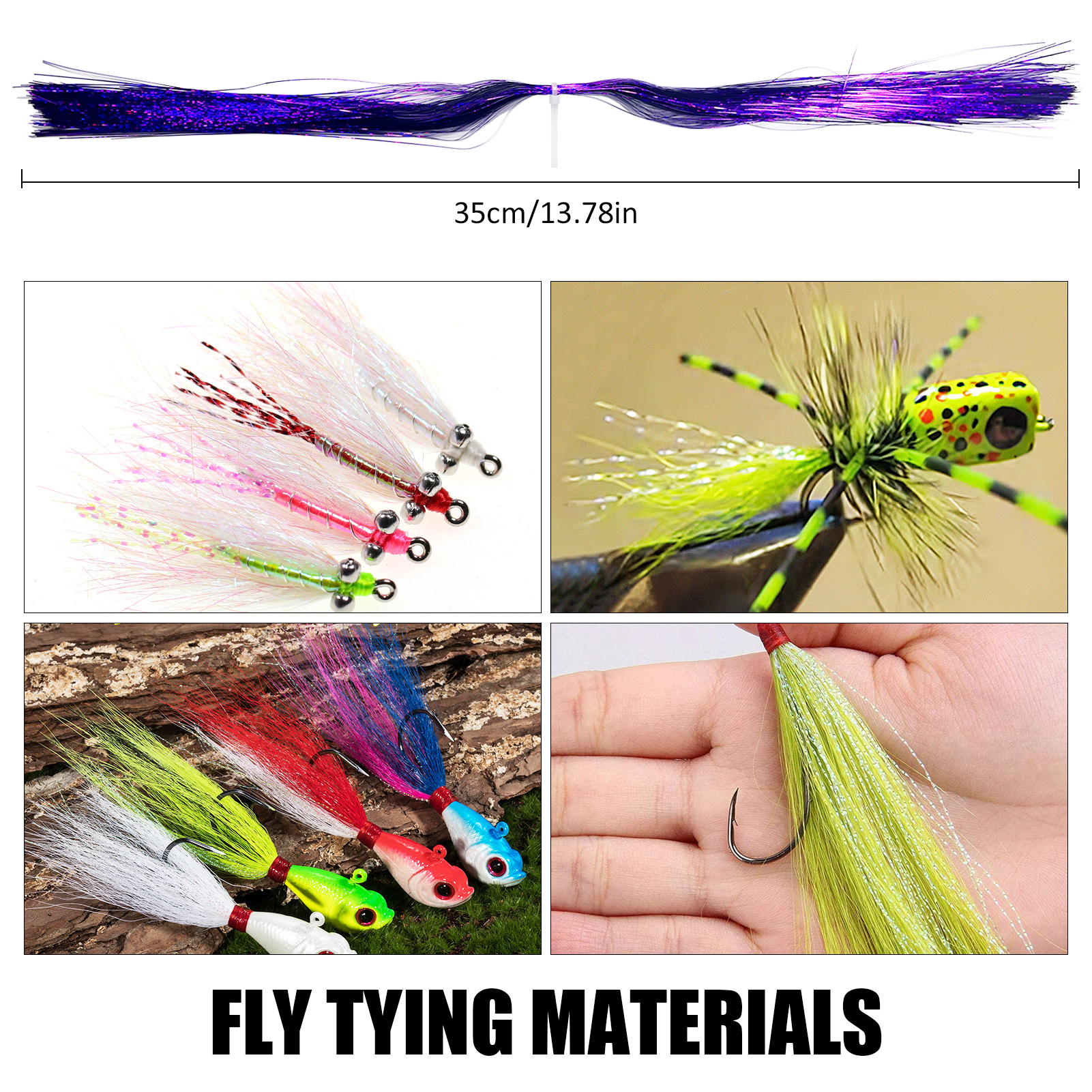 FREE FISHER 24pcs/Set Fishing Crystal Flash Wires 35cm Shining DIY Flies Material Fishing Bait Skirts Spinners Flashabou Tinsel Accessories 