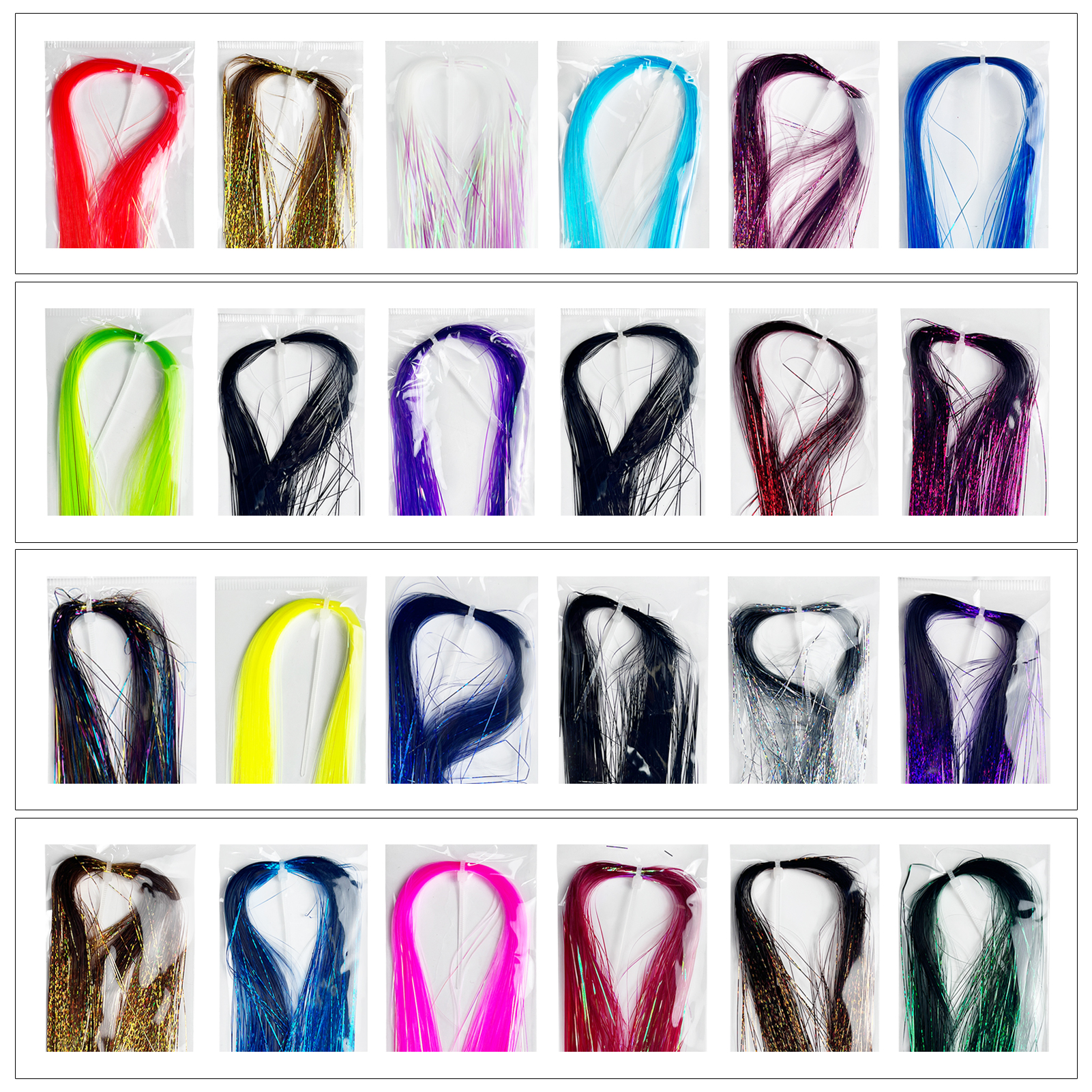 FREE FISHER 24pcs/Set Fishing Crystal Flash Wires 35cm Shining DIY Flies Material Fishing Bait Skirts Spinners Flashabou Tinsel Accessories 