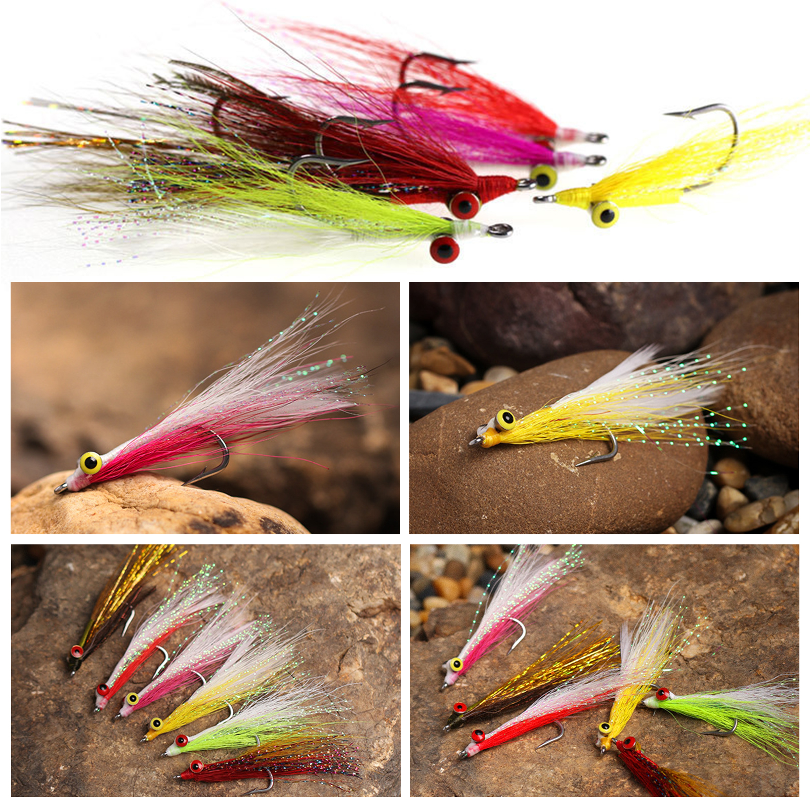 FREE FISHER 58pcs/Box Assorted Dumbbell Eyes Fly Tying Materials Barbell Eyes Colorful-Wire Hooks DIY Fly Fishing Flies Baits Accessories