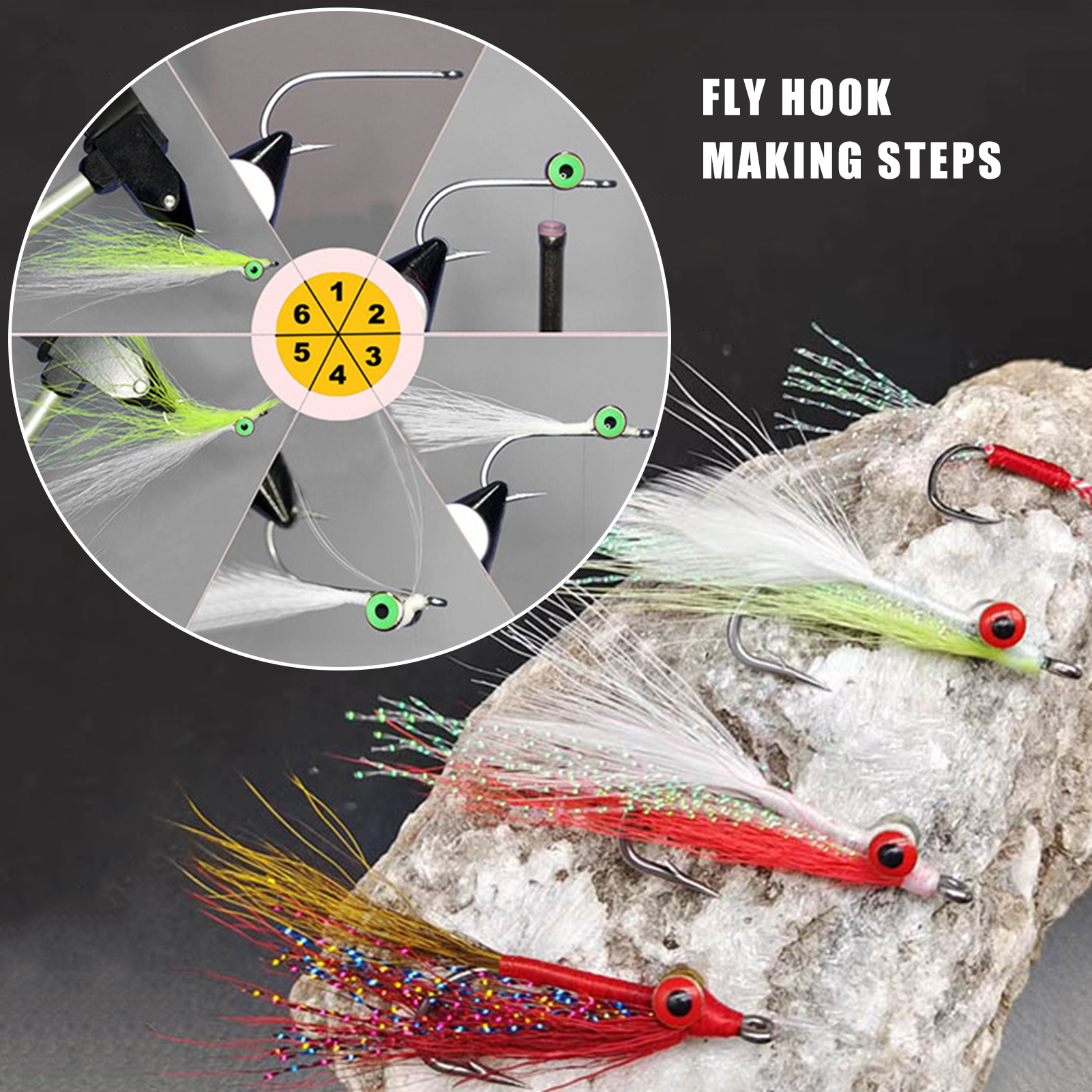 FREE FISHER 58pcs/Box Assorted Dumbbell Eyes Fly Tying Materials Barbell Eyes Colorful-Wire Hooks DIY Fly Fishing Flies Baits Accessories