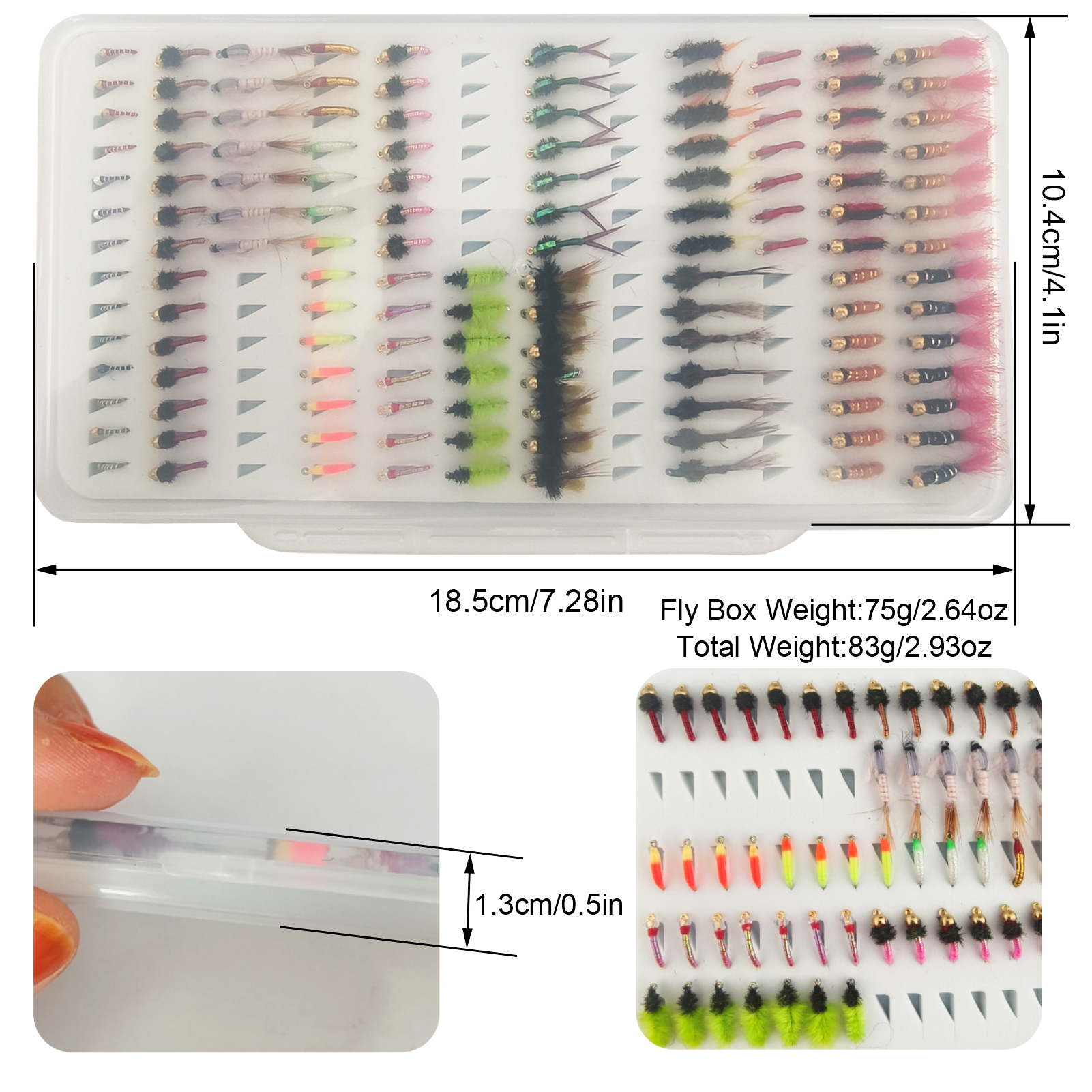 FREE FISHER Fishing Flies Lure Kit,133pcs/Box Fly Fishing Baits,Mixed Nymph Midge Dry Flies,Artificial Fish Baits for Freshwater