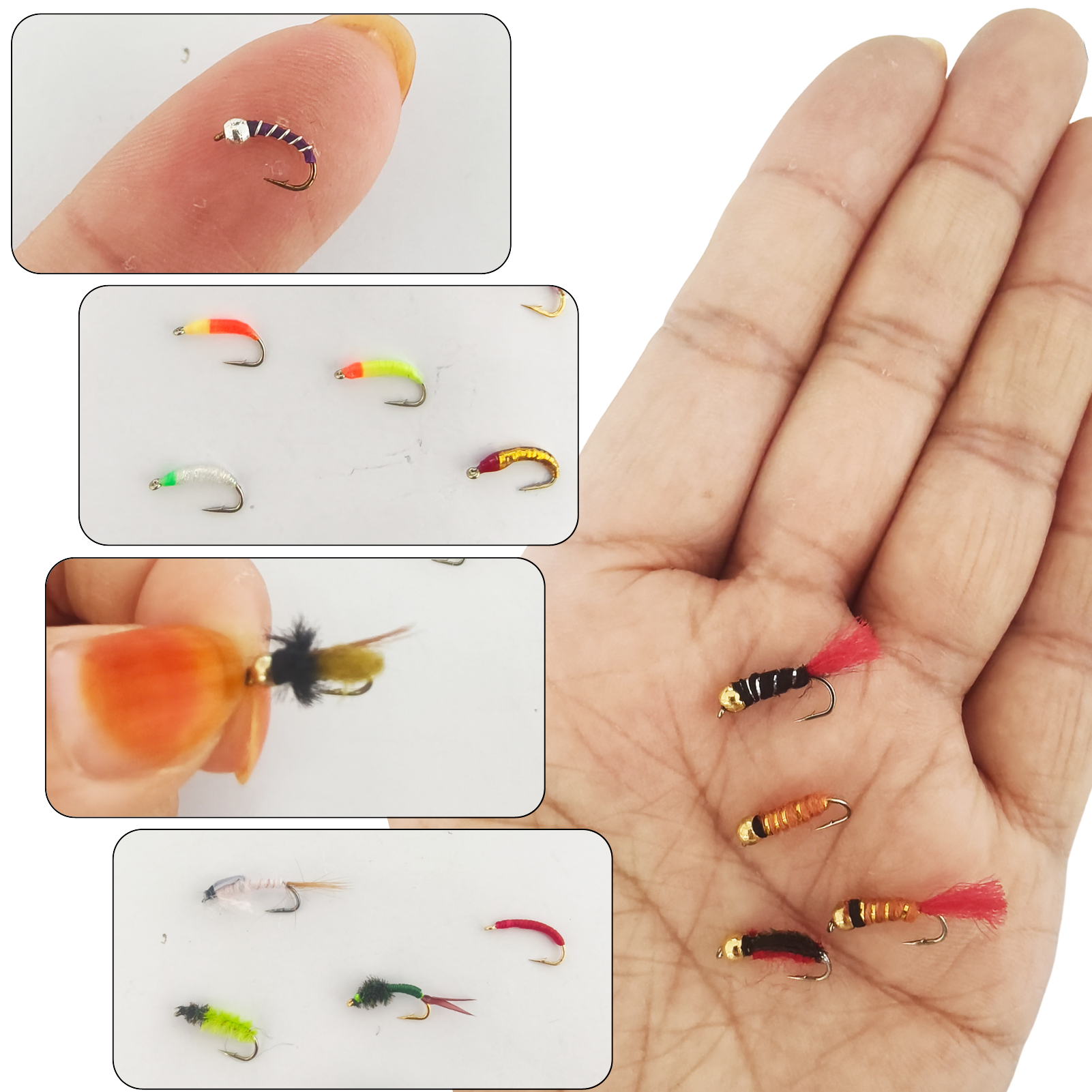 FREE FISHER Fishing Flies Lure Kit,133pcs/Box Fly Fishing Baits,Mixed Nymph Midge Dry Flies,Artificial Fish Baits for Freshwater