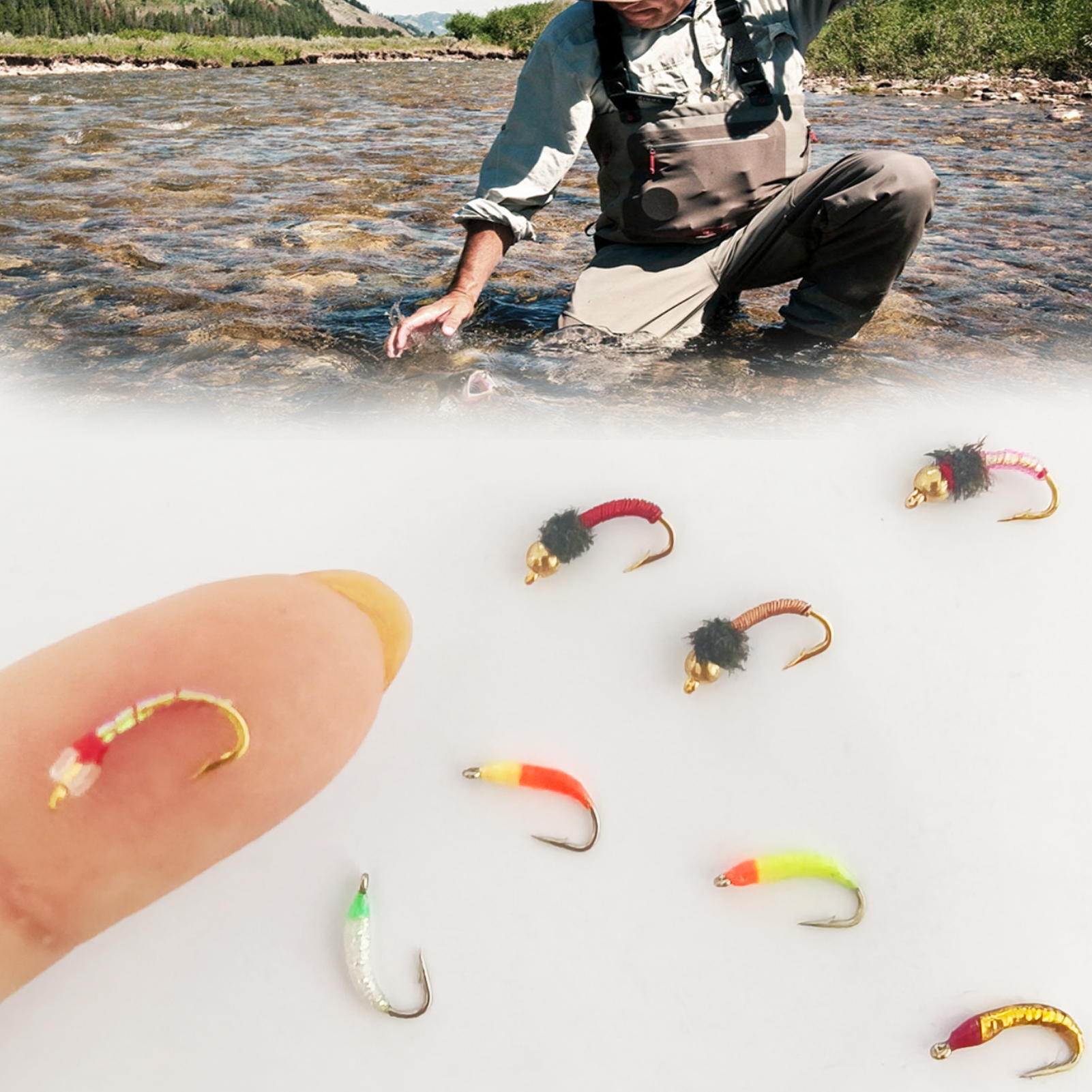 FREE FISHER Fishing Flies Lure Kit,133pcs/Box Fly Fishing Baits,Mixed Nymph Midge Dry Flies,Artificial Fish Baits for Freshwater
