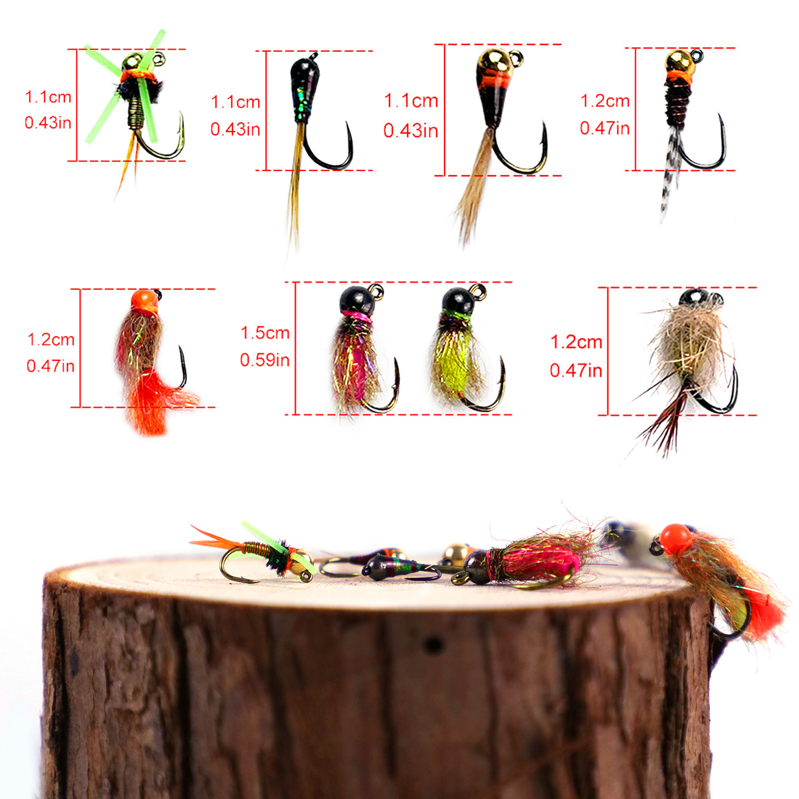 FREE FISHER Fishing Flies Lure Kit,Fly Fishing Feather Baits,Mixed Nymph  Wet/Dry Flies,Streamers Artificial Baits Fly Hooks Box