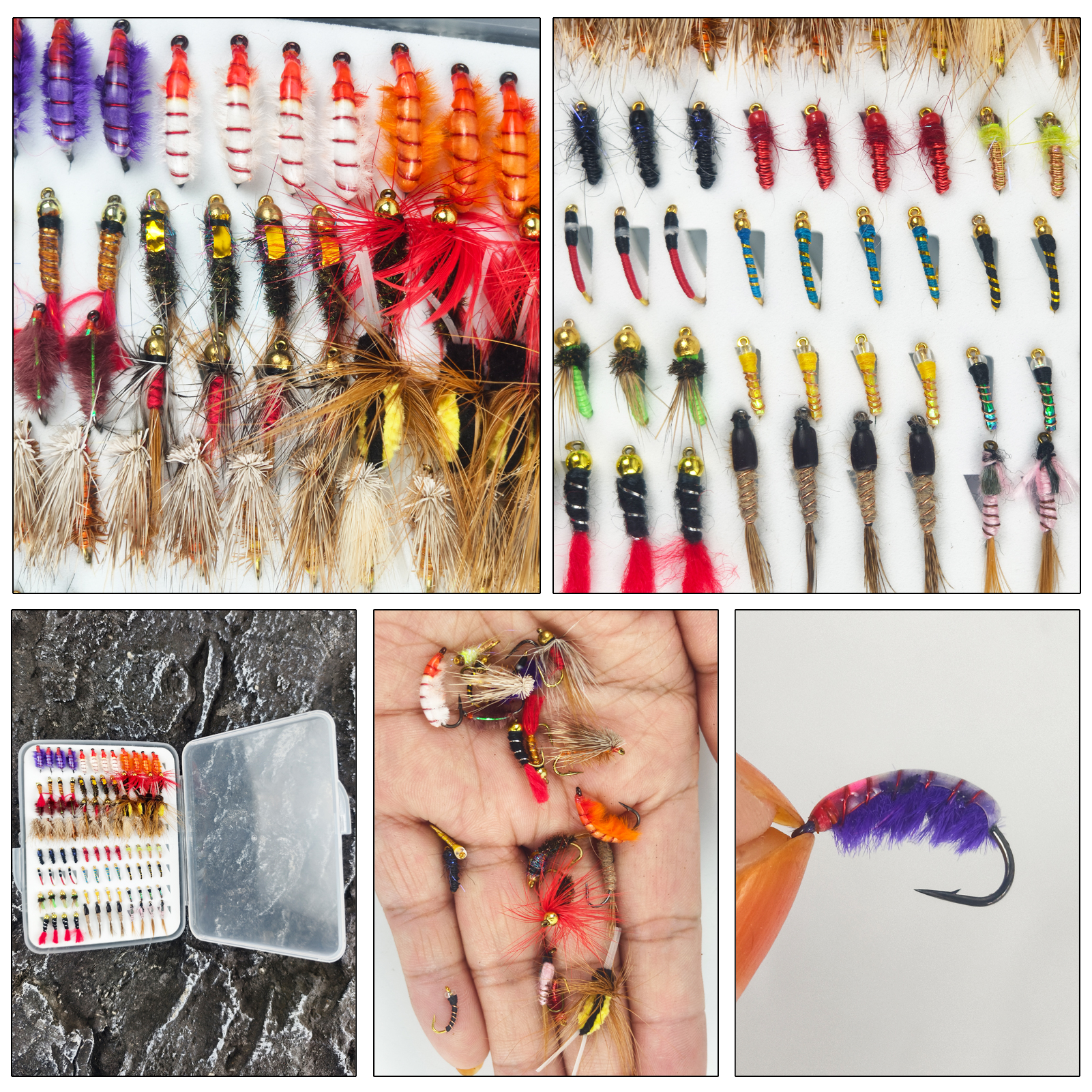 FREE FISHER Dry Wet Flies Kit,96pcs/Box Scud Nymph Caddis Zebra Midge Fly Caddis Sedge,Fly Fishing Baits,Fishing Fly Box,Fly Hook Lure for Trout