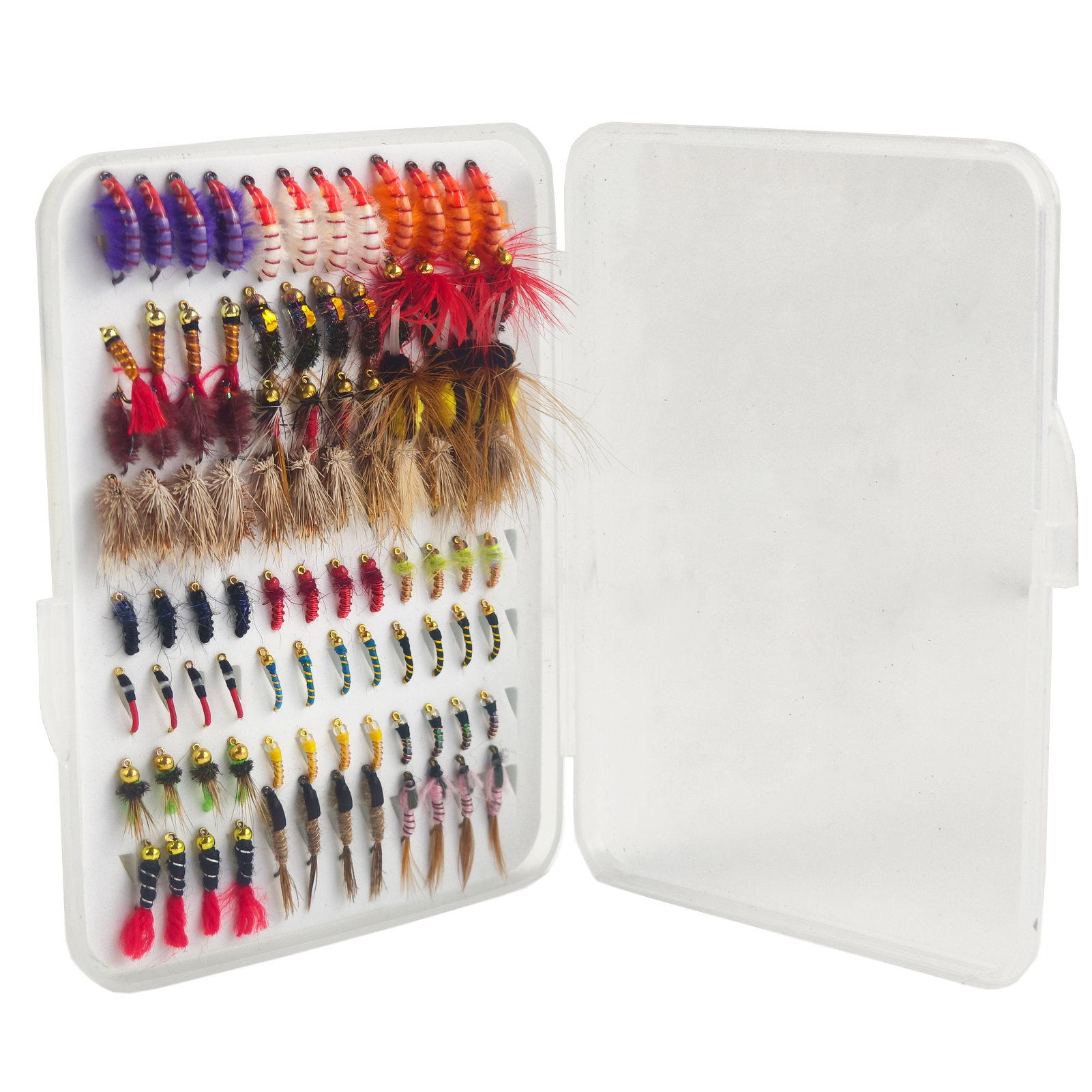 FREE FISHER Dry Wet Flies Kit,96pcs/Box Scud Nymph Caddis Zebra Midge Fly Caddis Sedge,Fly Fishing Baits,Fishing Fly Box,Fly Hook Lure for Trout