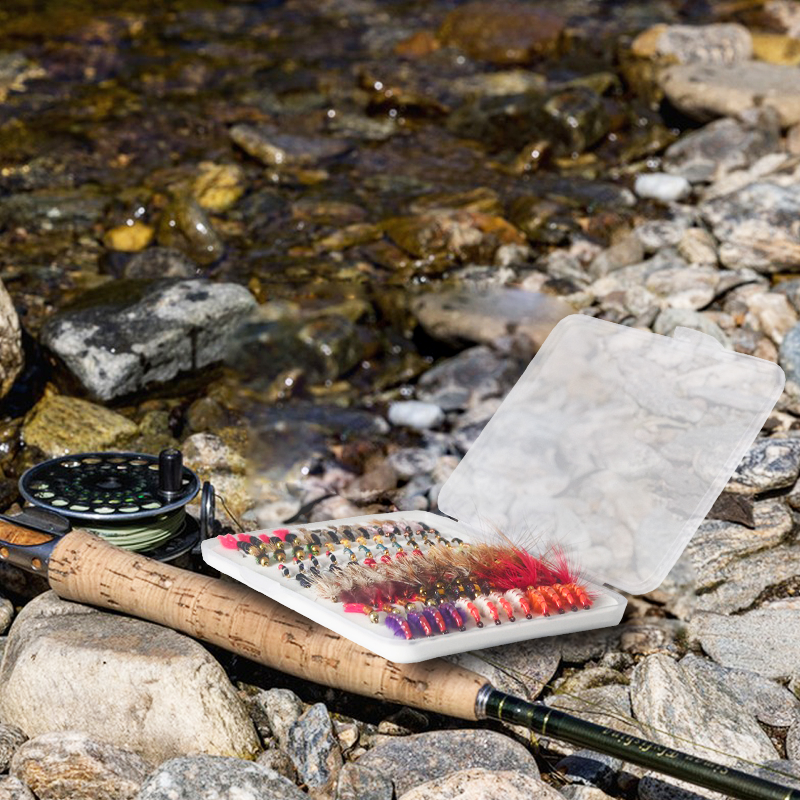 FREE FISHER Dry Wet Flies Kit,96pcs/Box Scud Nymph Caddis Zebra Midge Fly Caddis Sedge,Fly Fishing Baits,Fishing Fly Box,Fly Hook Lure for Trout