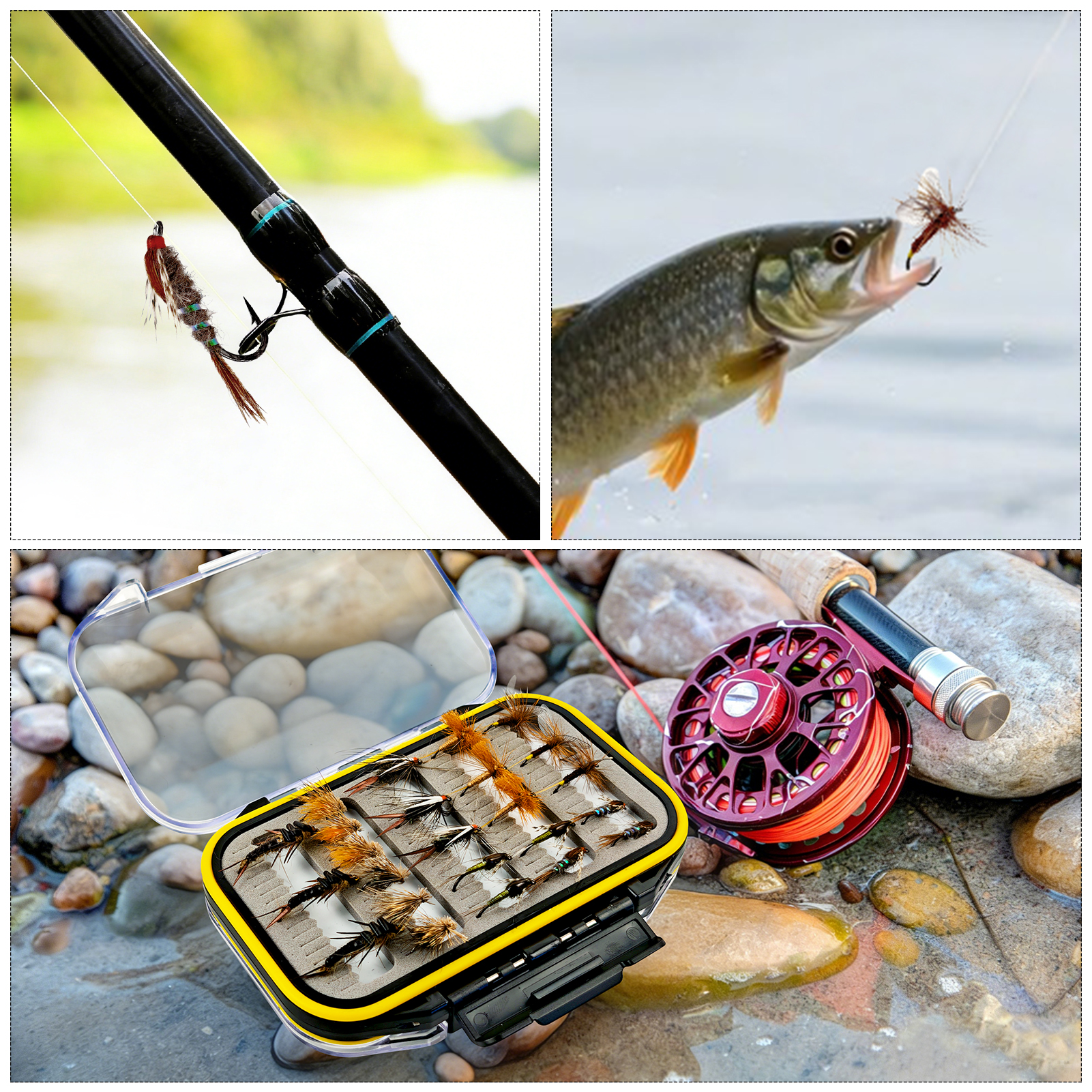 FREE FISHER 26pcs/Box Nymph Fly Assortment,Dry Flies Natural Fly Fishing Baits,Lifelike Parachute Wet Minnow Lure for Trout Bass