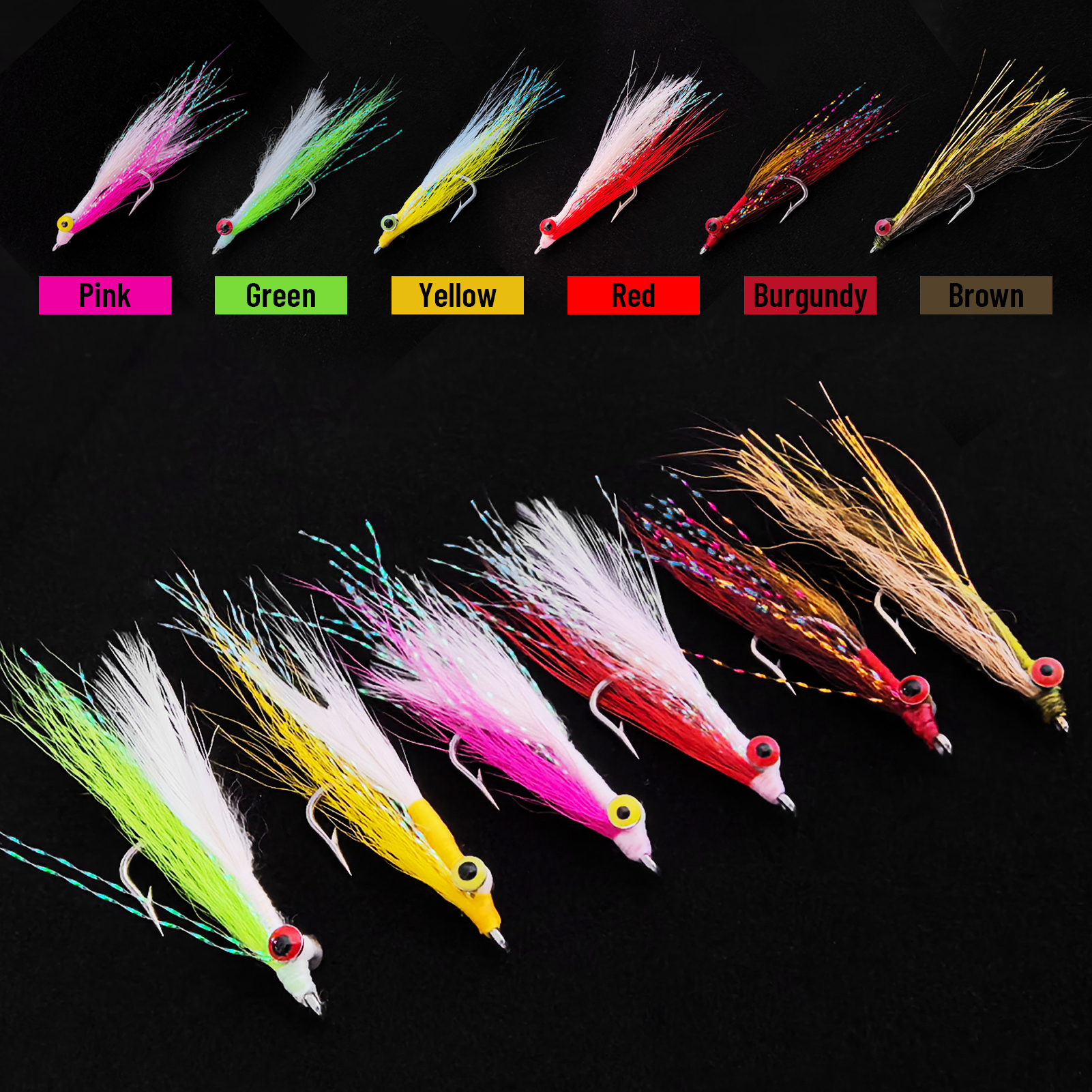 FREE FISHER 6pcs/Box Skinny Clouser Minnow Fishing Flies,Fly Fishing Hook 2# 4# 1/0# 2/0# Streamer Fly Baits for Bass Trout Pike 