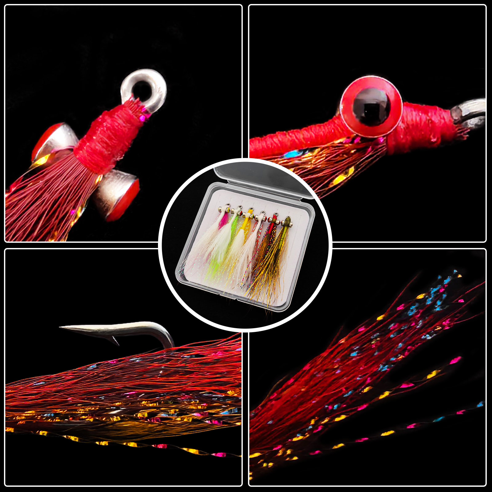 FREE FISHER 6pcs/Box Skinny Clouser Minnow Fishing Flies,Fly Fishing Hook 2# 4# 1/0# 2/0# Streamer Fly Baits for Bass Trout Pike 