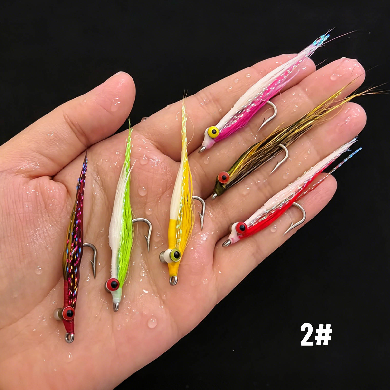 FREE FISHER 6pcs/Box Skinny Clouser Minnow Fishing Flies,Fly Fishing Hook 2# 4# 1/0# 2/0# Streamer Fly Baits for Bass Trout Pike 