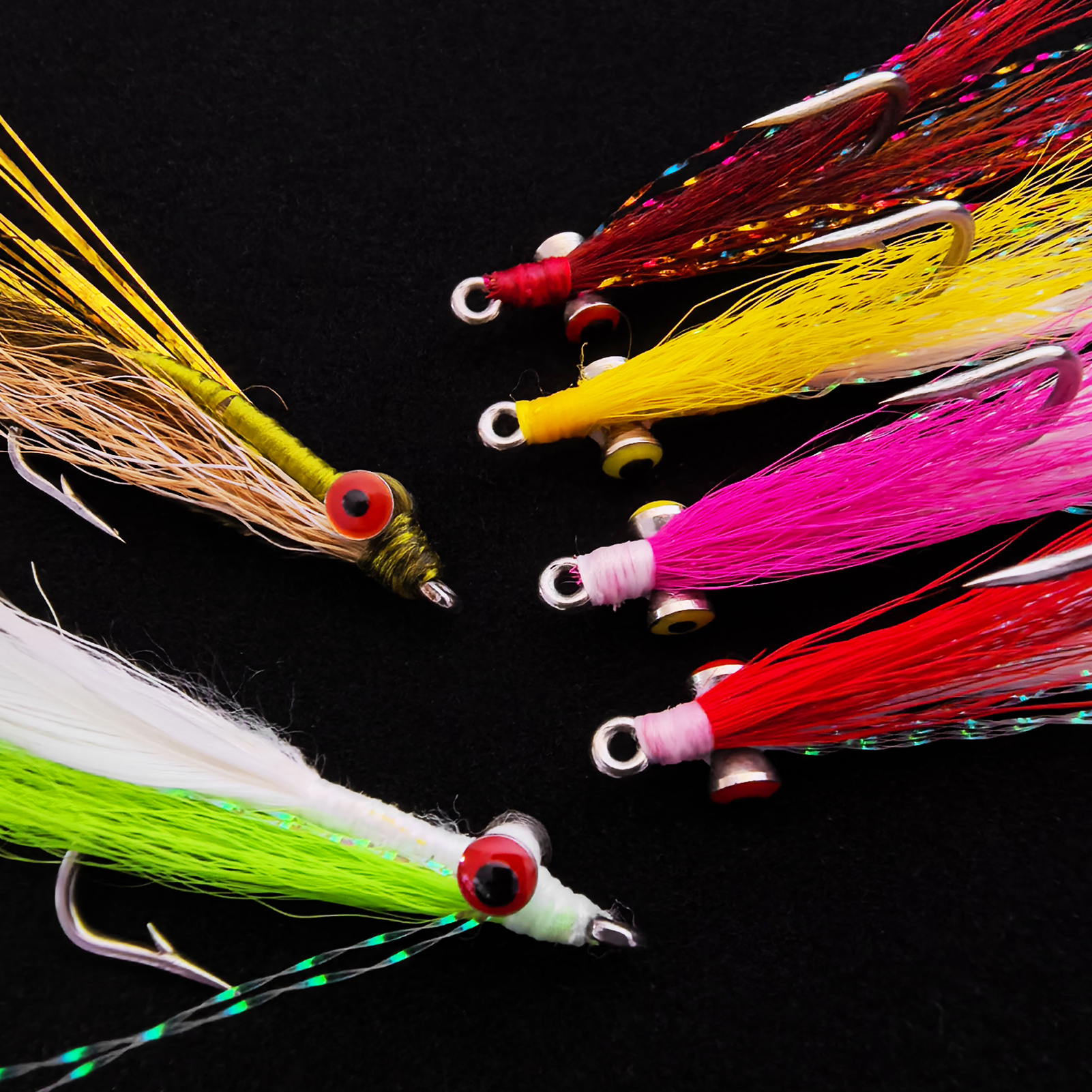 FREE FISHER 6pcs/Box Skinny Clouser Minnow Fishing Flies,Fly Fishing Hook 2# 4# 1/0# 2/0# Streamer Fly Baits for Bass Trout Pike 