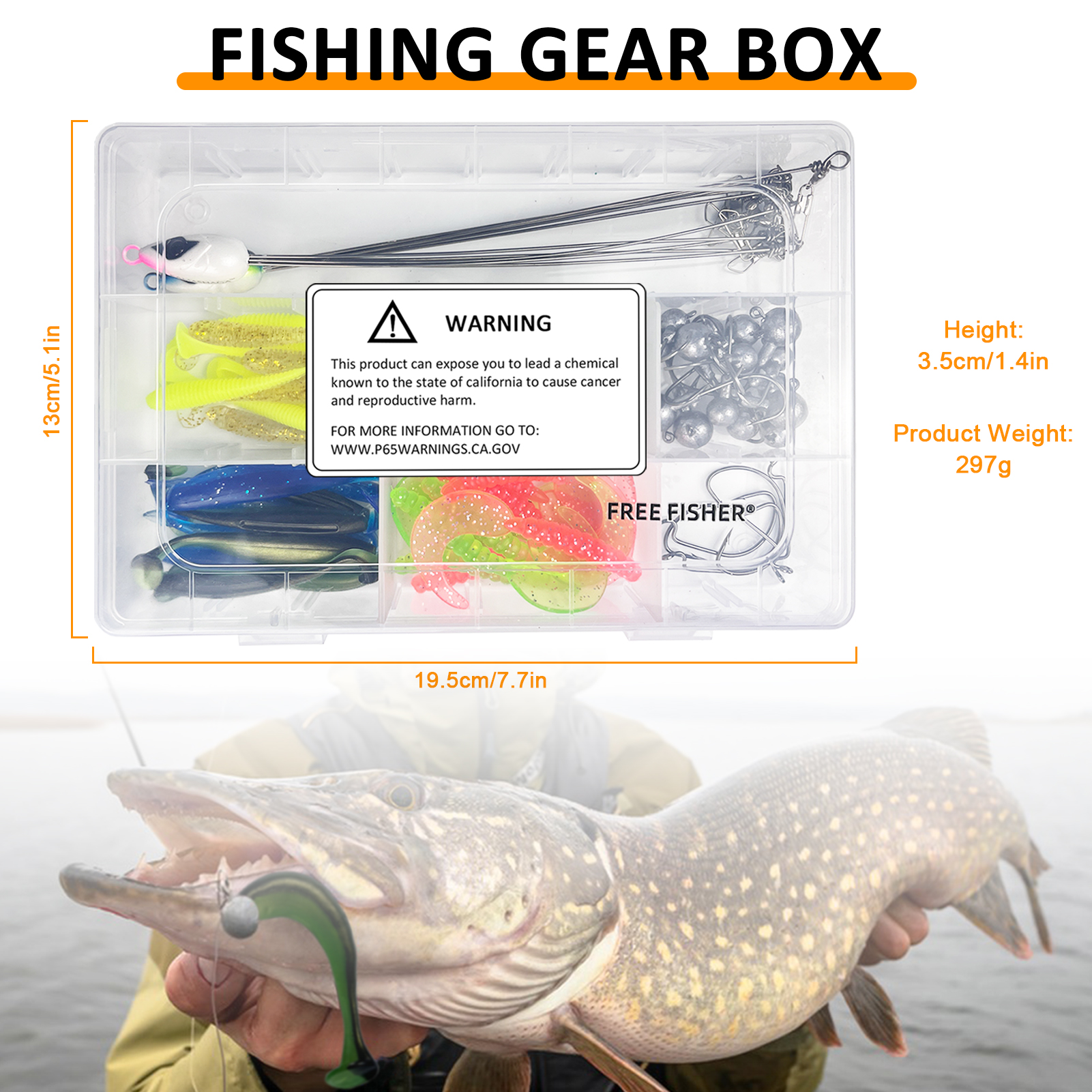 FREE FISHER Fishing Alabama Rig Baits,Jig Head Hook with Umbrella Rigs,Soft Worm Lures,Crank Hooks Swivels Fishing Tackle Box 