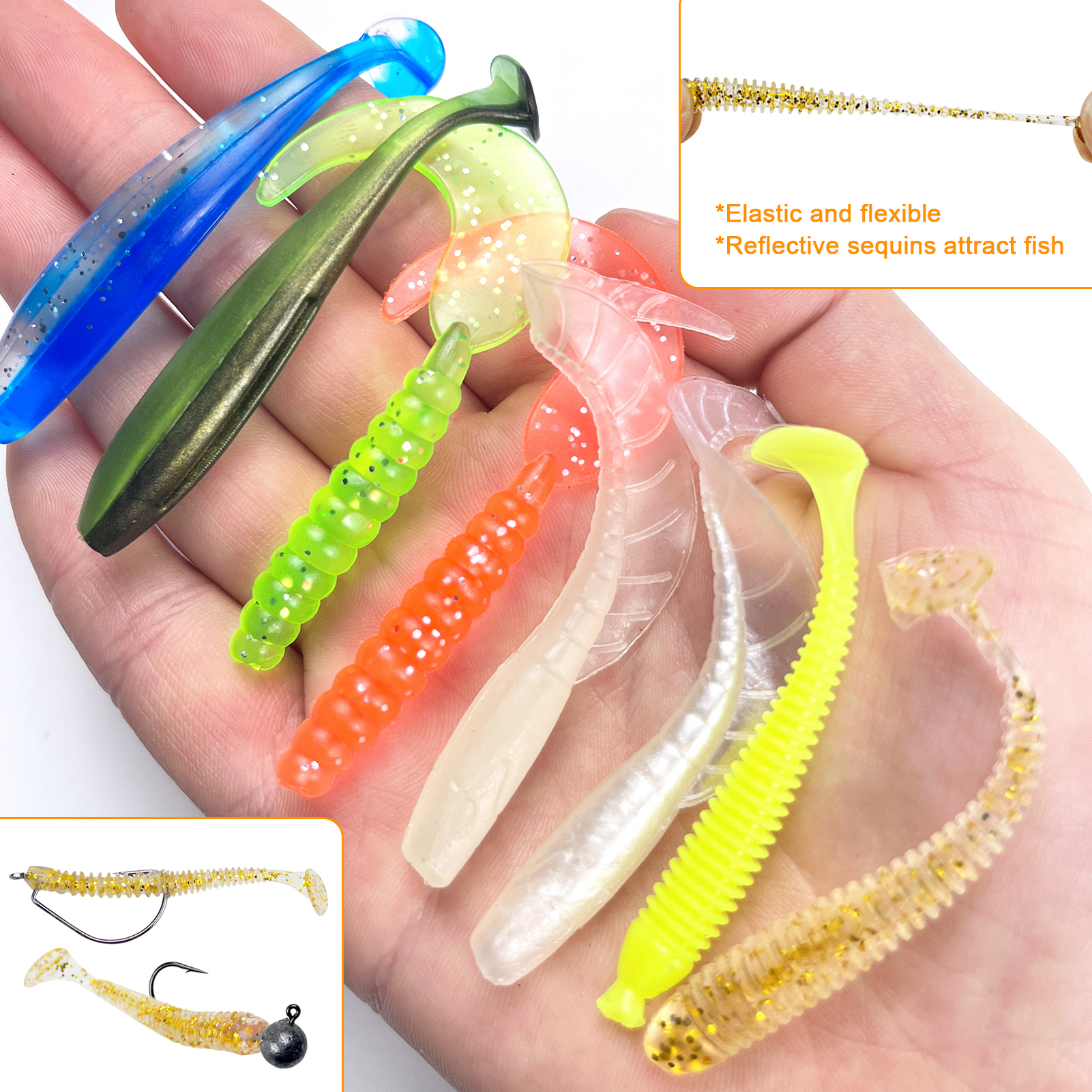 FREE FISHER Fishing Alabama Rig Baits,Jig Head Hook with Umbrella Rigs,Soft Worm Lures,Crank Hooks Swivels Fishing Tackle Box 