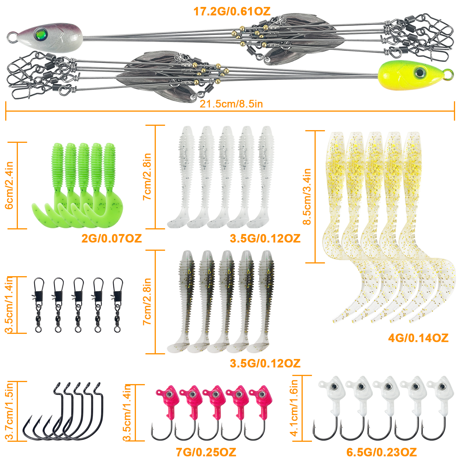 FREE FISHER Fishing Alabama Rig Baits,Jig Head Hook with Umbrella Rigs,Soft Worm Lures,Crank Hooks Swivels Fishing Tackle Box 