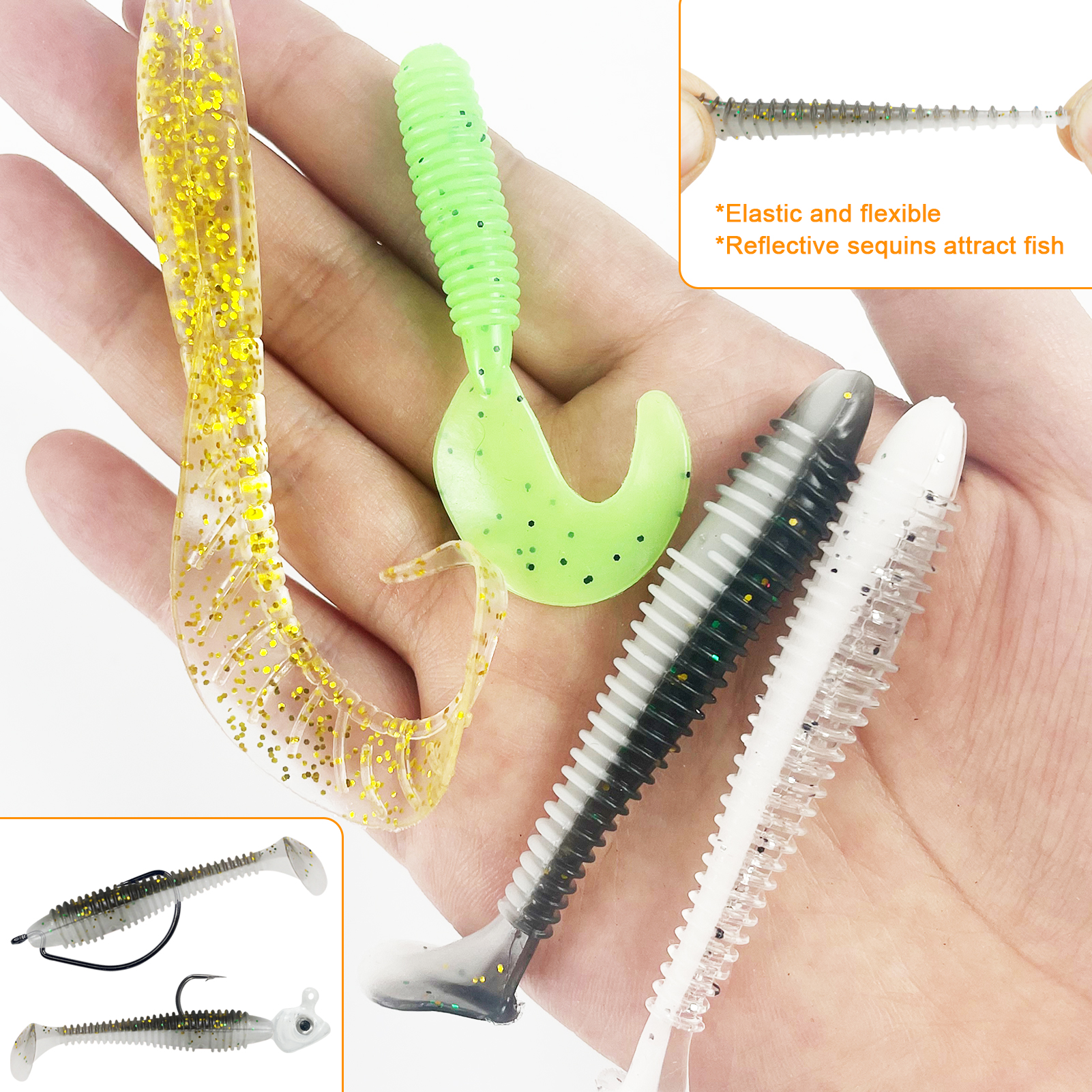 FREE FISHER Fishing Alabama Rig Baits,Jig Head Hook with Umbrella Rigs,Soft Worm Lures,Crank Hooks Swivels Fishing Tackle Box 
