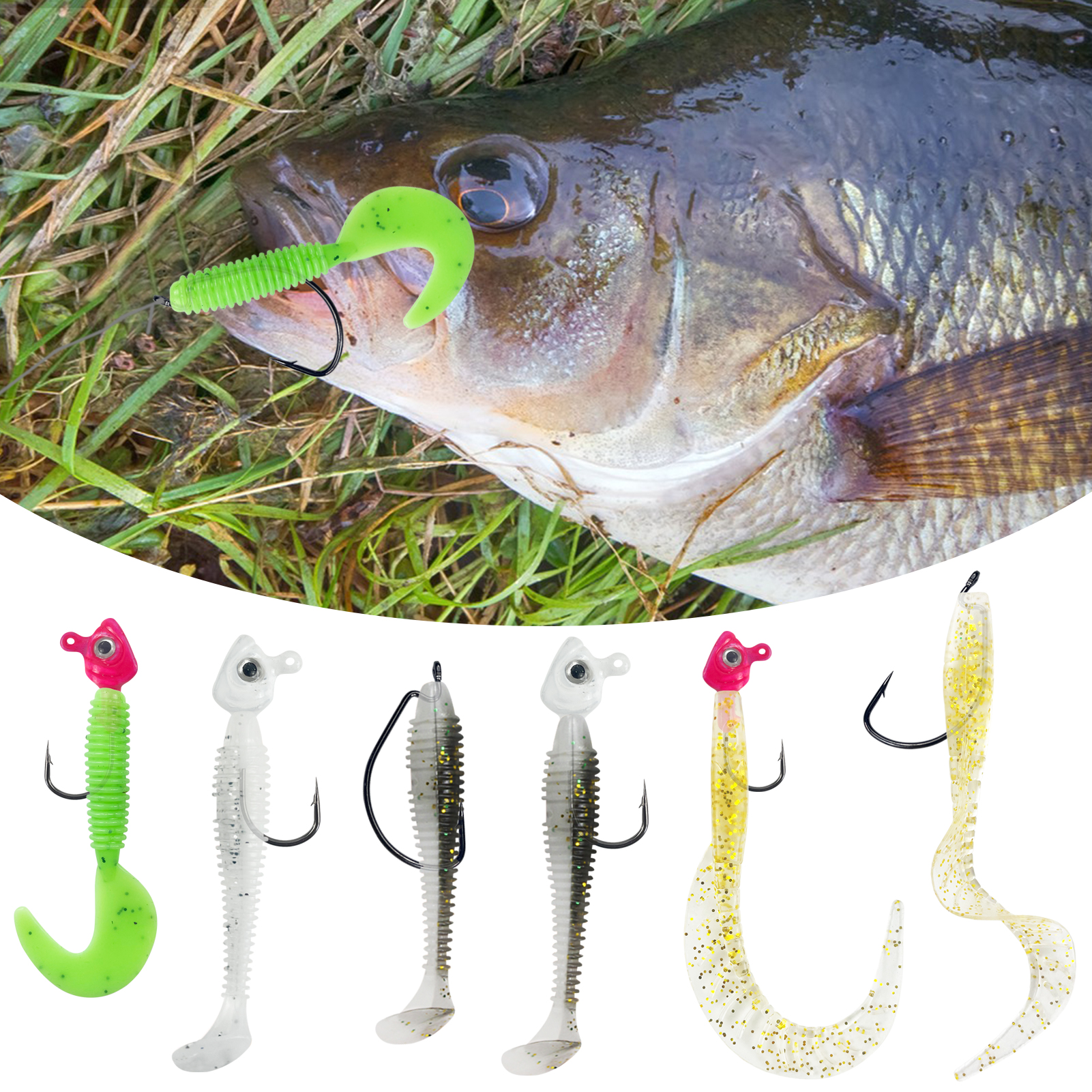 FREE FISHER Fishing Alabama Rig Baits,Jig Head Hook with Umbrella Rigs,Soft Worm Lures,Crank Hooks Swivels Fishing Tackle Box 