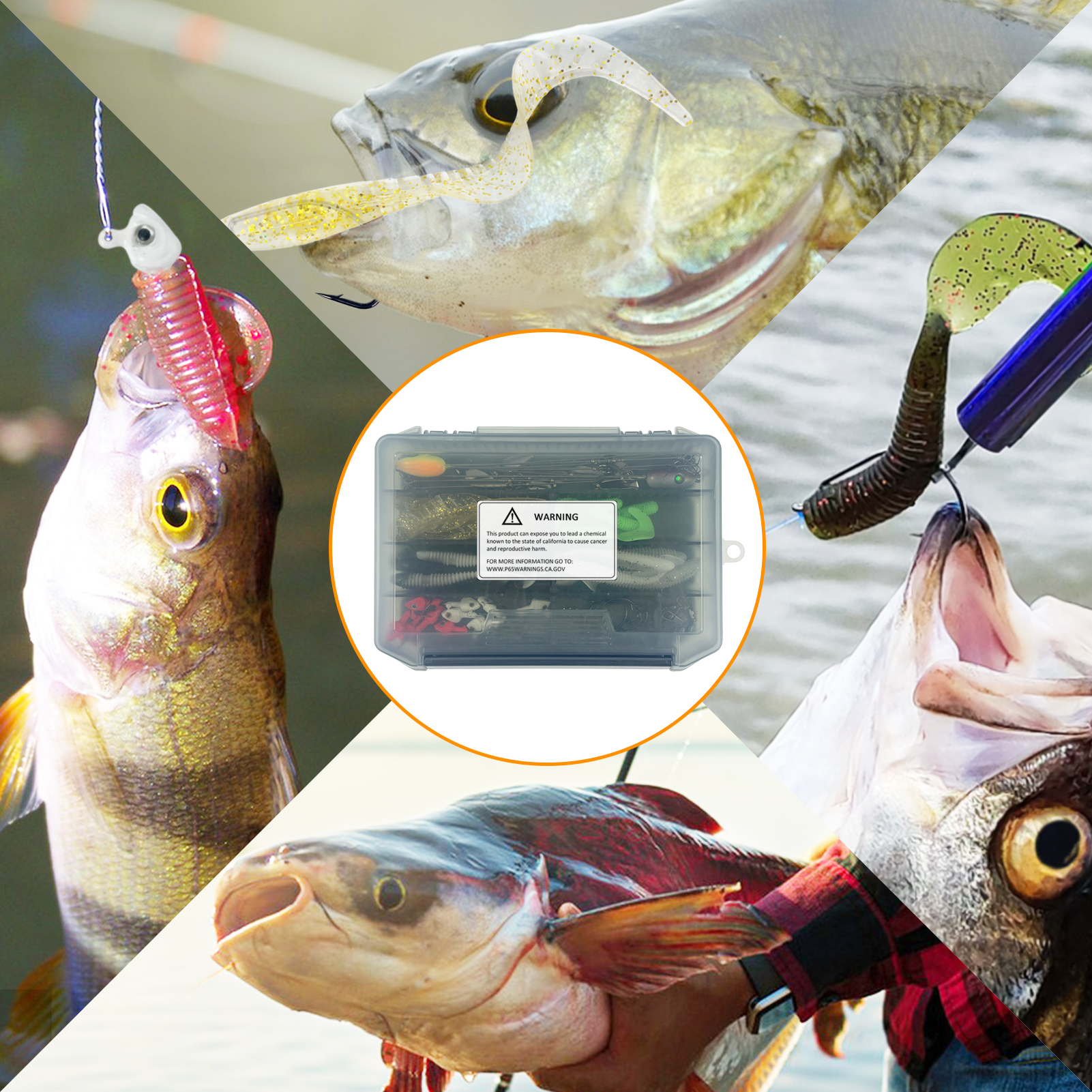 FREE FISHER Fishing Alabama Rig Baits,Jig Head Hook with Umbrella Rigs,Soft Worm Lures,Crank Hooks Swivels Fishing Tackle Box 