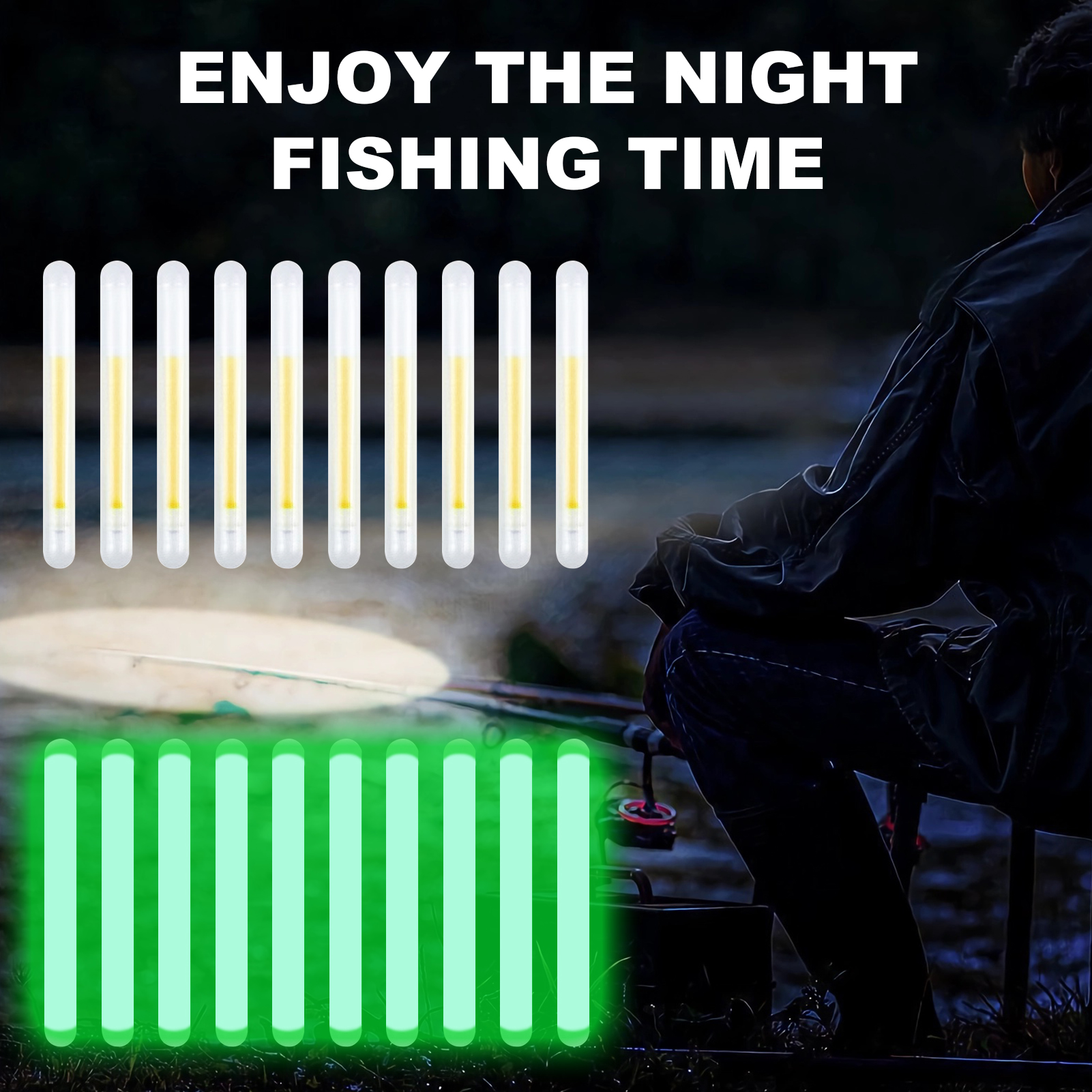 FREE FISHER 600pcs/Lot Fishing Glow Sticks 37mm Fishing Rod Floats Green Fluorescent Lightsticks Bobbers Night Fishing Tackle Accessories