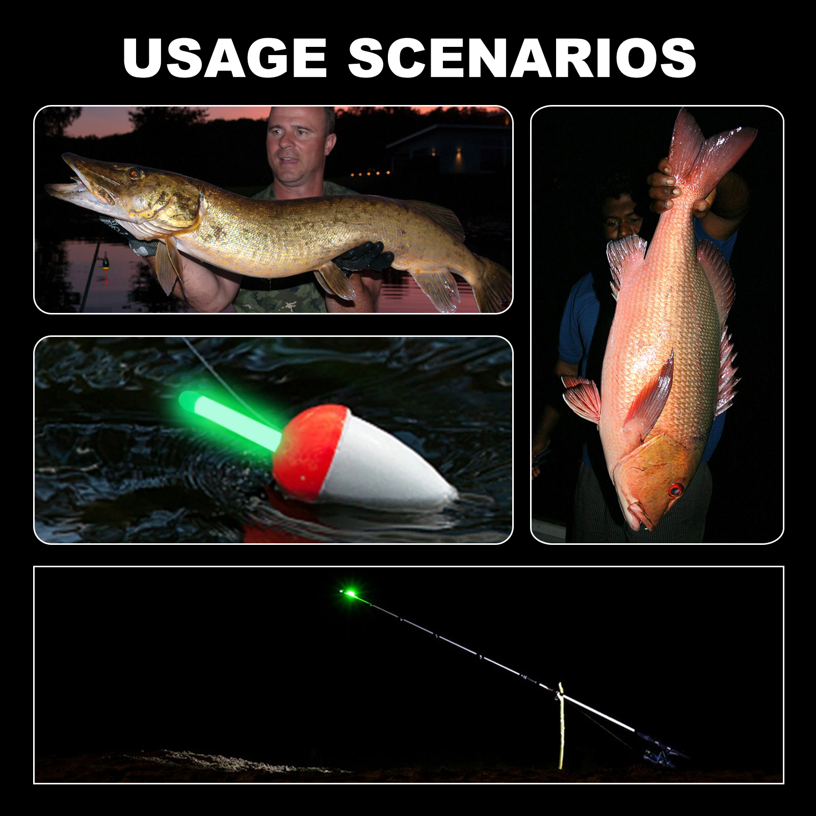 FREE FISHER 600pcs/Lot Fishing Glow Sticks 37mm Fishing Rod Floats Green Fluorescent Lightsticks Bobbers Night Fishing Tackle Accessories