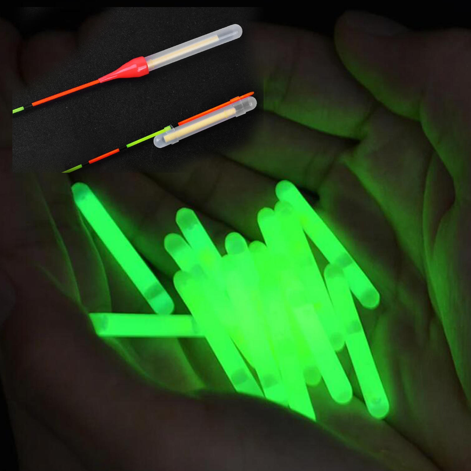 FREE FISHER 600pcs/Lot Fishing Glow Sticks 37mm Fishing Rod Floats Green Fluorescent Lightsticks Bobbers Night Fishing Tackle Accessories