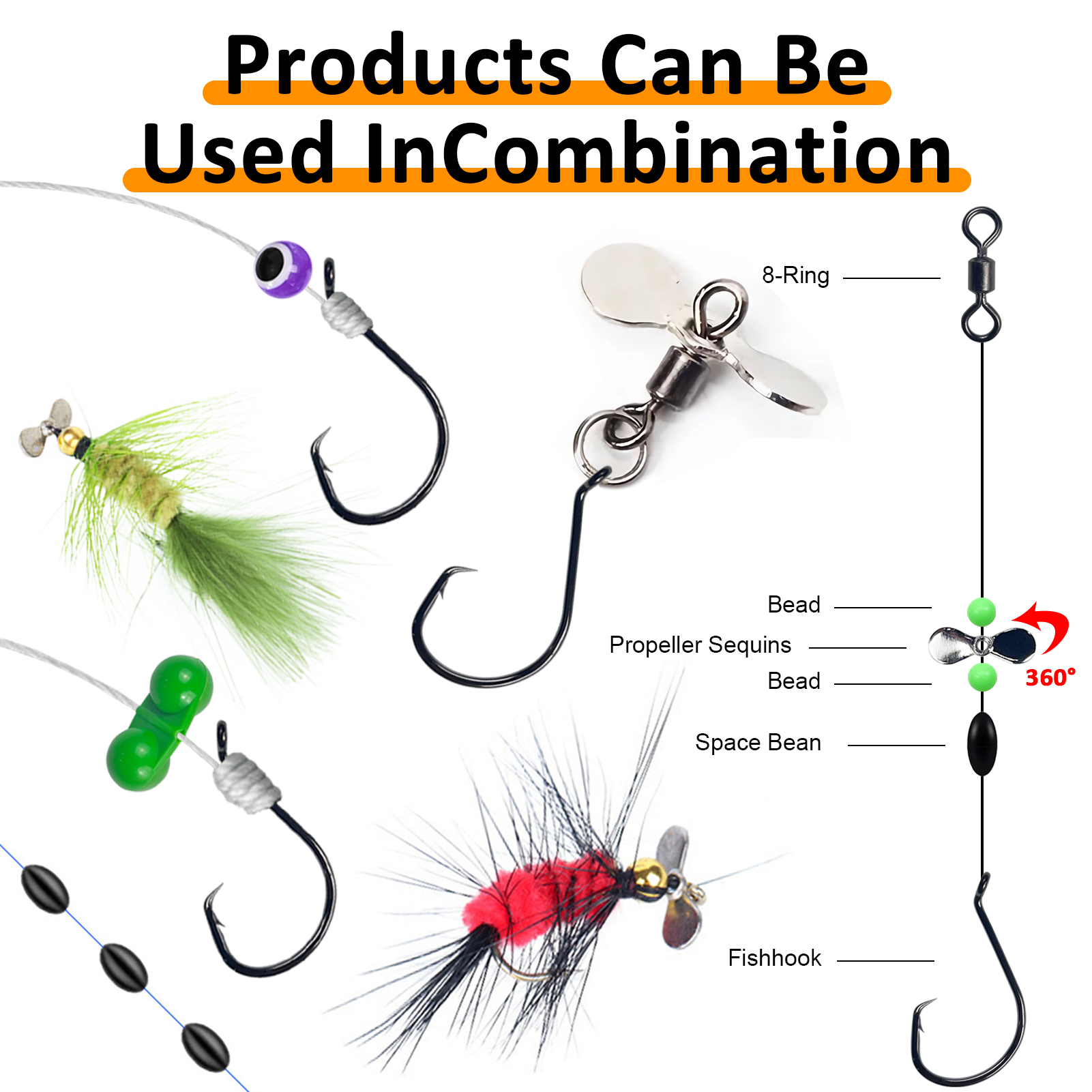 FREE FISHER 212pcs/Lot Foam Fishing Floats Kit with Beads Hooks Space Beans Swivels Fishing Rig Baits Accessories Bobbers Buoy Assorted Set