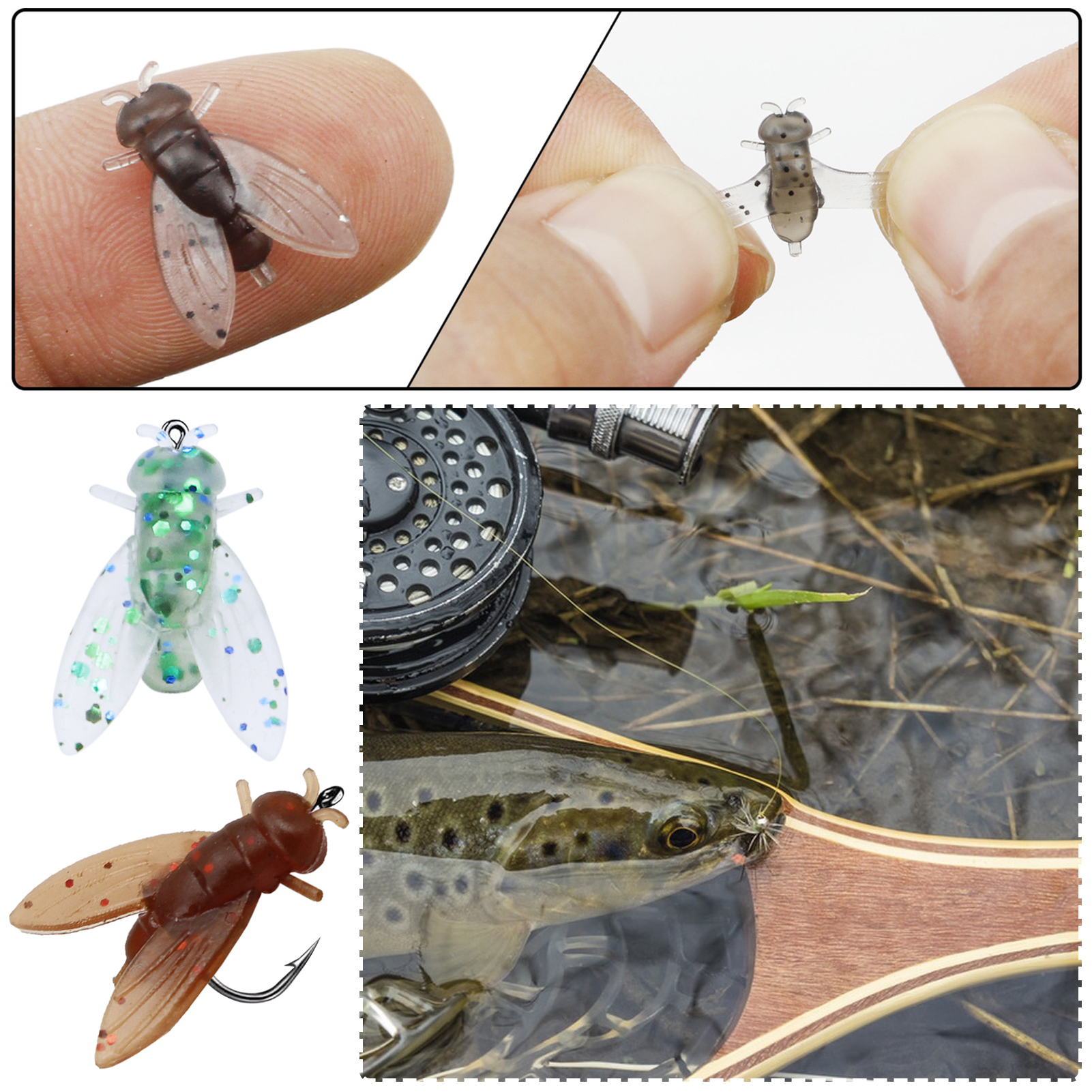 FREE FISHER 130pcs Fly Fishing Kit Bionic Fishing Fly Baits Throwing Aids with Flies Swivels Hooks Space Beans Metal Sequins for Freshwater