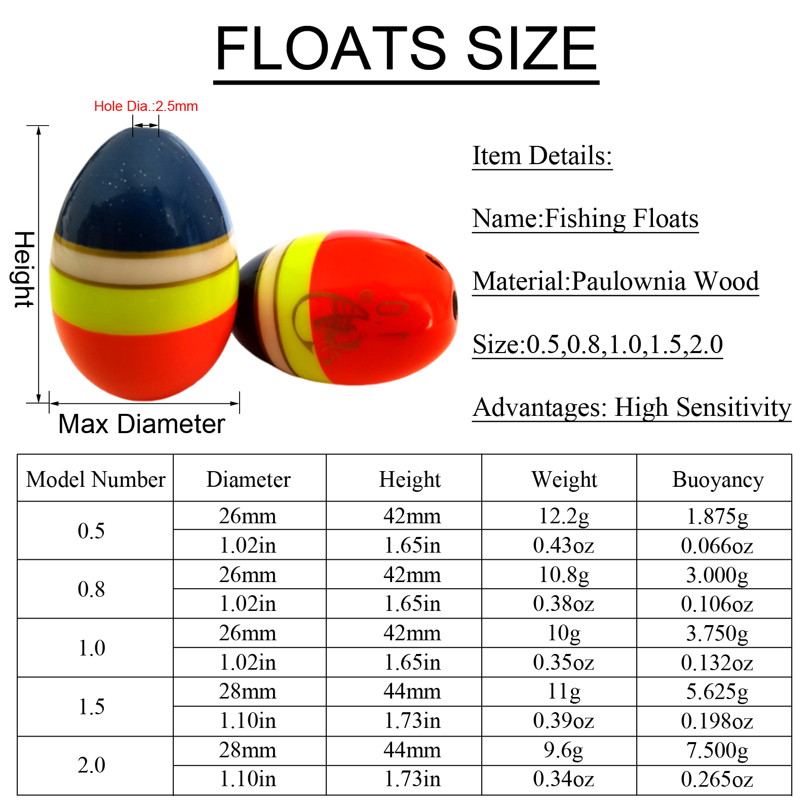 FREE FISHER 38pcs/Lot Rock Fishing Floats Kit,Paulownia Wood Corks Buoy,0.5-2.0 Long Casting Bobber,Apo Float DIY Fishing Rigs