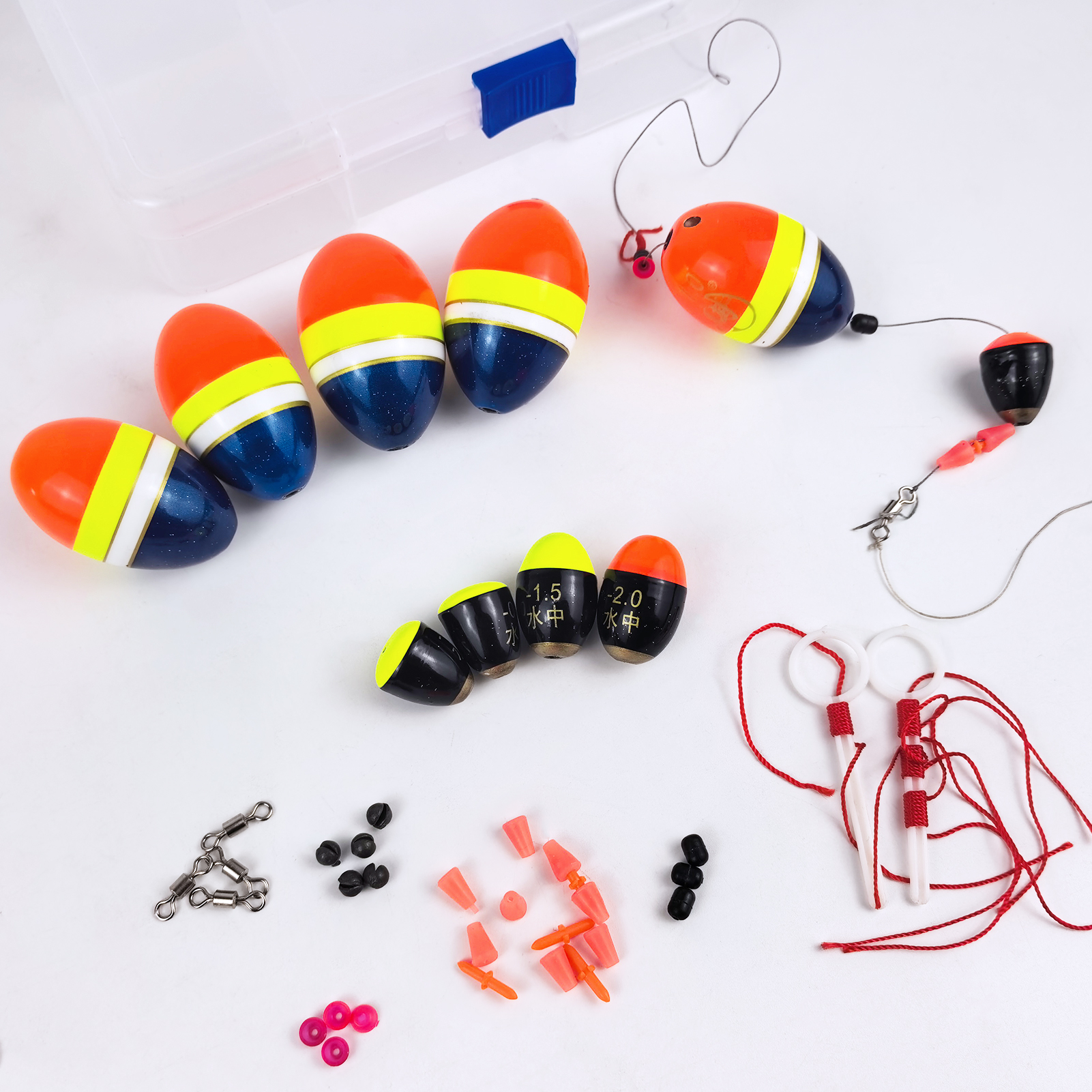 FREE FISHER 38pcs/Lot Rock Fishing Floats Kit,Paulownia Wood Corks Buoy,0.5-2.0 Long Casting Bobber,Apo Float DIY Fishing Rigs