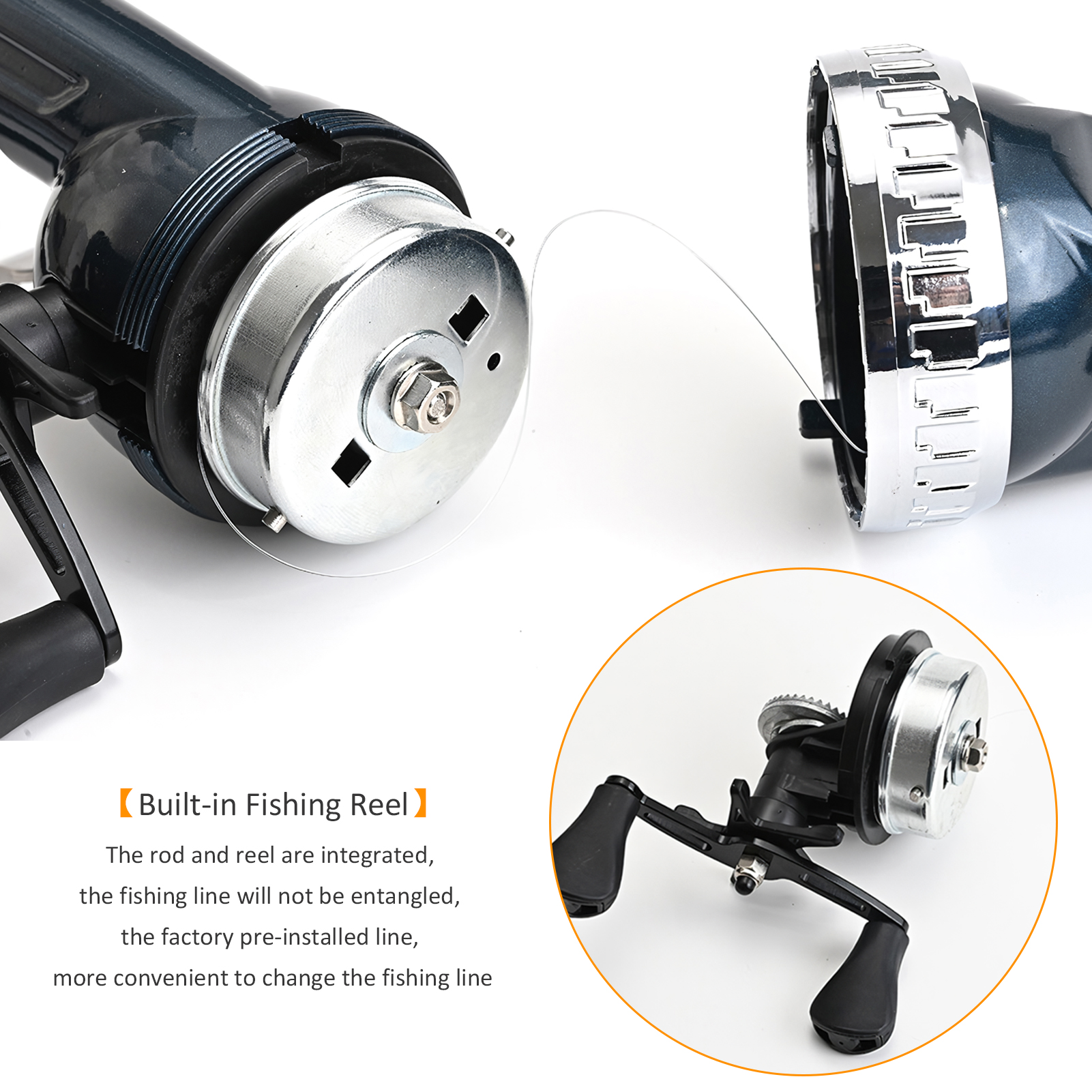 FREE FISHER Portable Folded Fishing Rod Reel One-Piece 1.31m Casting Sea Fishing Telescopic Pole Integrated Spinning Drum Wheel 