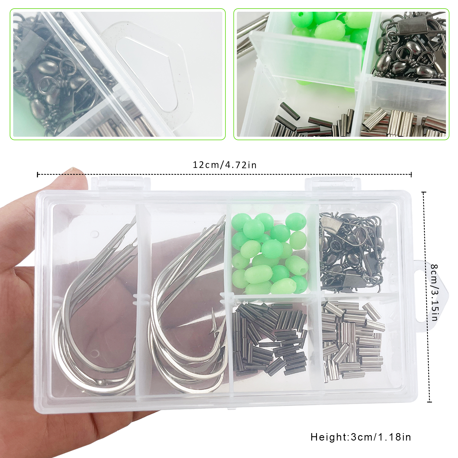 FREE FISHER 142pcs/Lot Sea Fishing Hooks Set DIY Fishing Accessory Swivels Beads Copper Tube 100m Nylong Line High Carbon Steel No Eye Big Hooks