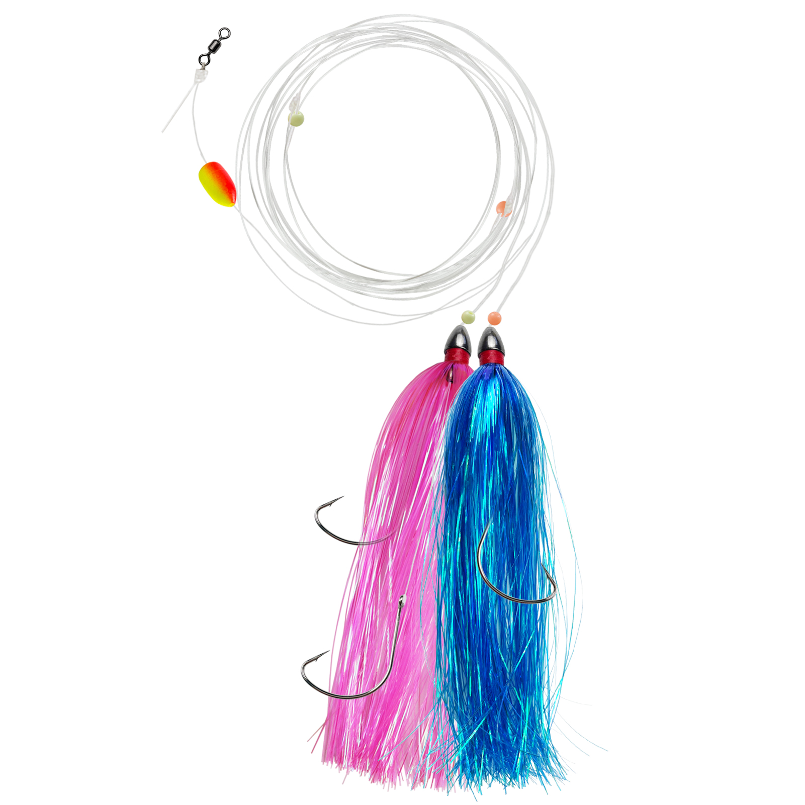 FREE FISHER 200pcs/Lot Sea Fishing Flash Line Teaser Lures Kit,Bucktail Jig Head,Trolling Octopus Lure,Big Game Bait Saltwater DIY Fishing Set with Box