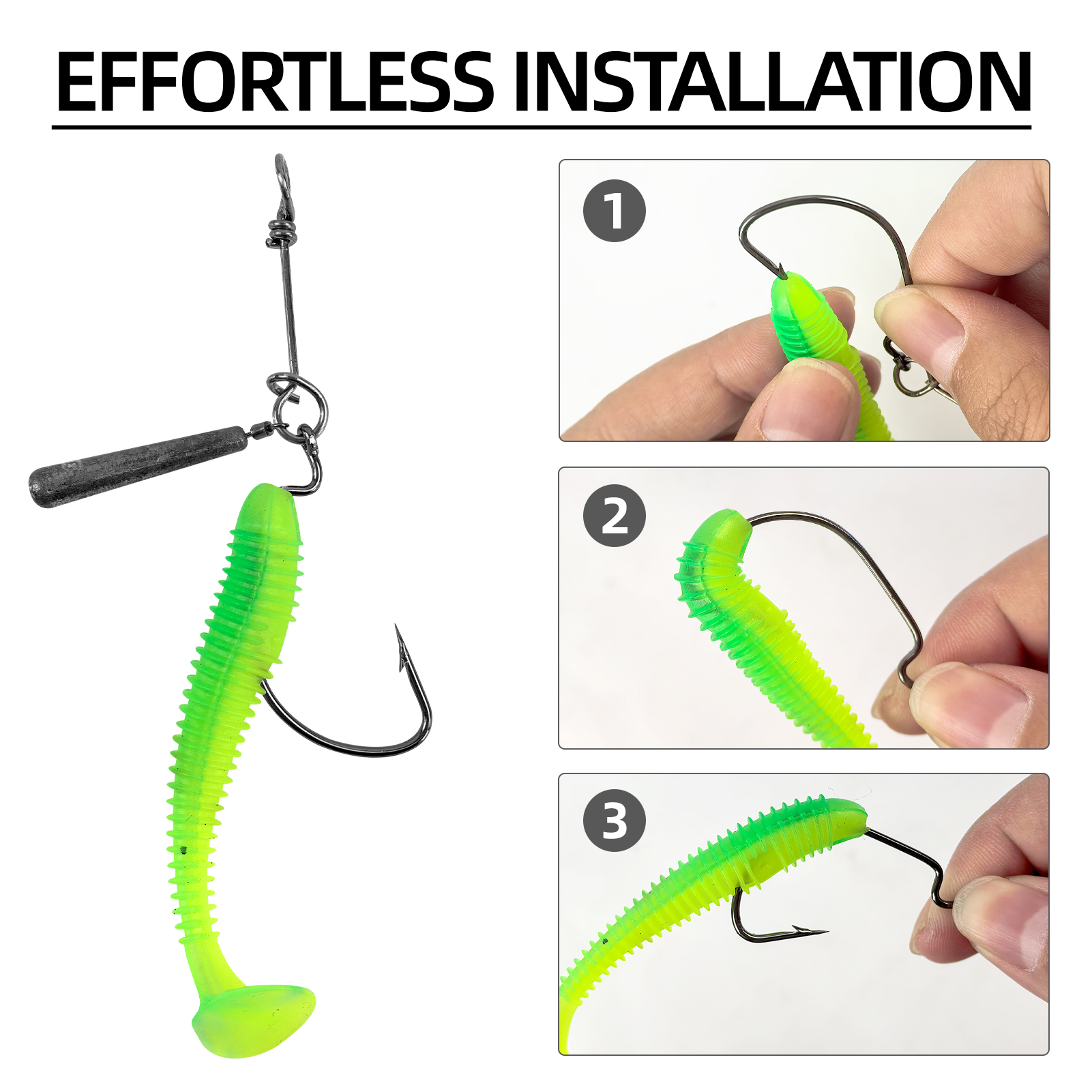 FREE FISHER 12pcs/Lot Jig Head Fishing Weights Hooks,3.5g/5g/7g/10g Worm Crank Hook,Drop Shot Rigs,Fishing Balance Lead Sinker Kit