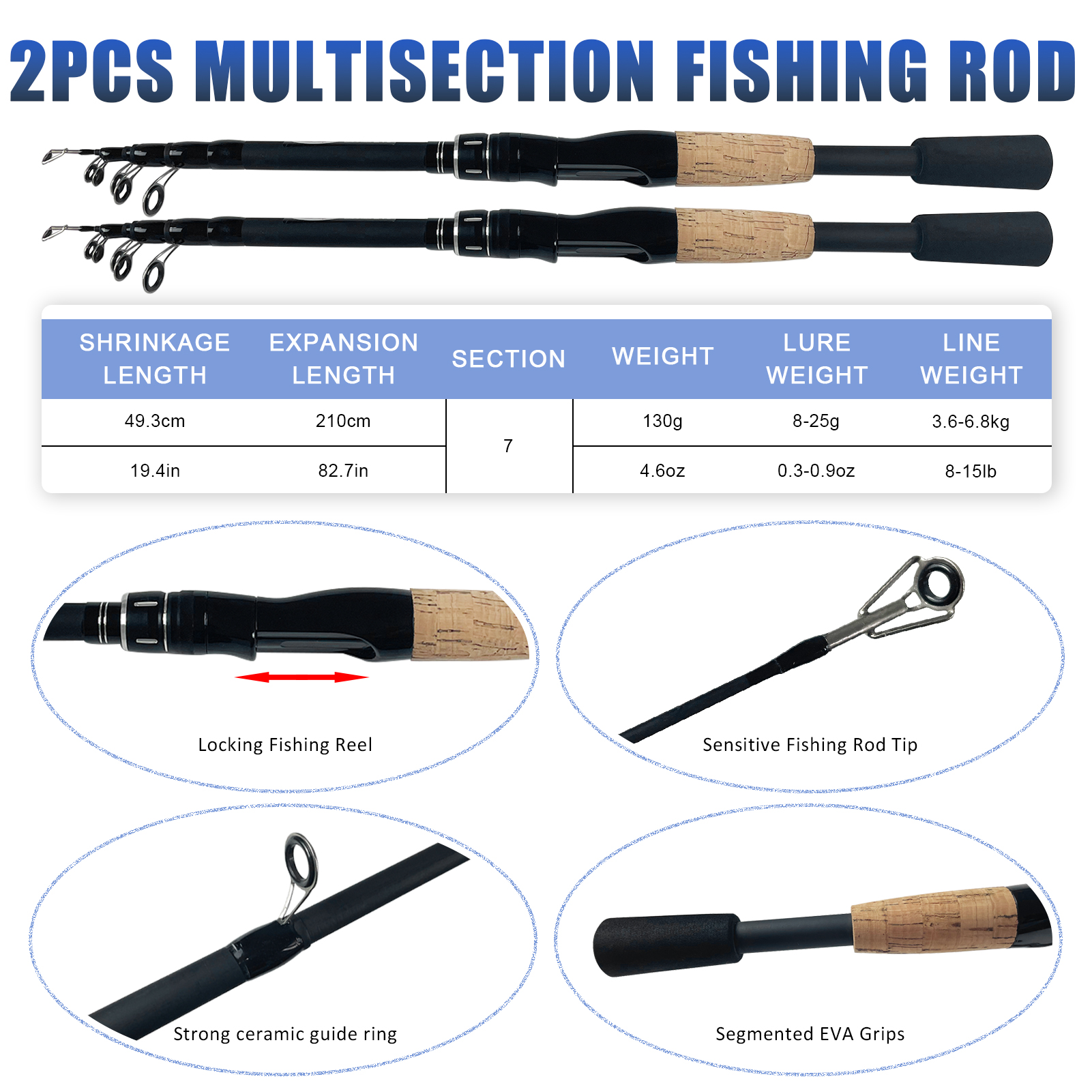 FREE FISHER Fishing Rod Reel Combo 2.1m Carbon Fiber Rod with Fishing Bag Hard Lure Soft Baits Hooks Spinning Reels for Saltwater/Freshwater（Pack of 65)